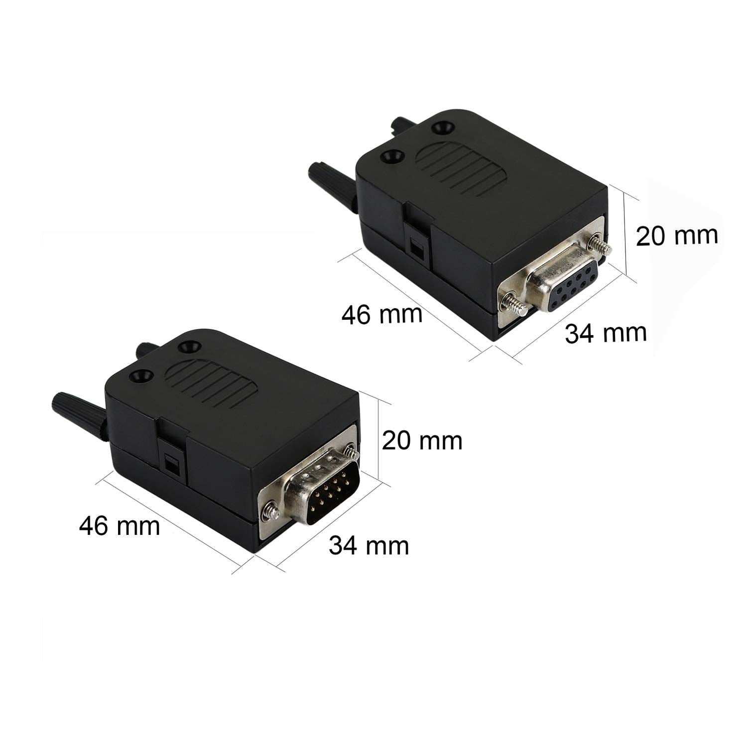 Twinklebay Db9 Connector To Wiring Terminal Rs232 Serial Port Breakout Board Solder-Free (Male Adapter With Case X1, Female Adap