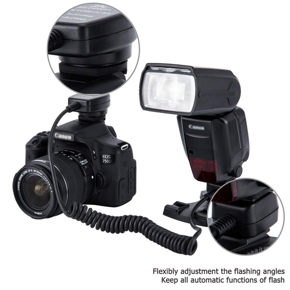 Flash Ttl Cord Jjc Off-Camera Flash Hot Shoe Cord For Canon R5 R6 Rp R T8I T7 T7I T6 T6I T6S T5 T5I Sl3 Sl2 90D 80D 77D 6D Mark