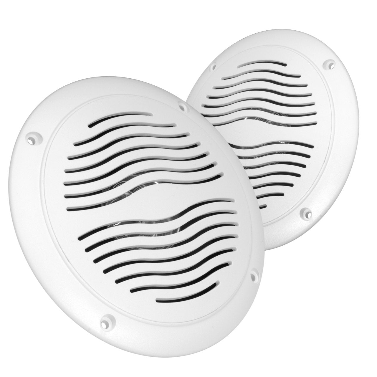 5 Inch Water Resistant Outdoor Speakers, Dual Cone, 25W Peak Power, Marine And Rv Compatible (White)