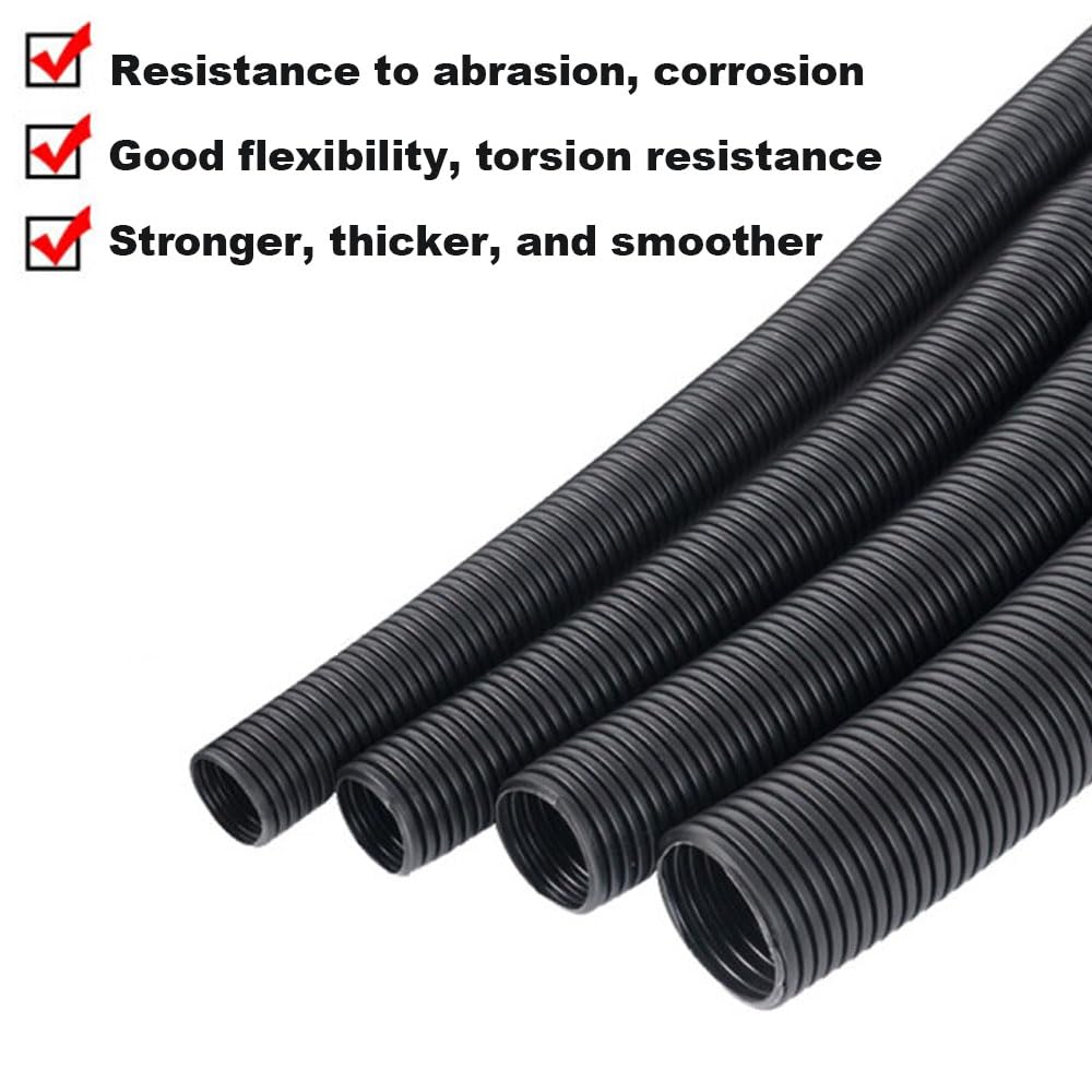 30 Ft 1/4    Wire Loom Split Tubing,Dog Cat Cord Protector,Split Wire Loom Tubing Wire Conduit   Black (30Ft 1/4'')