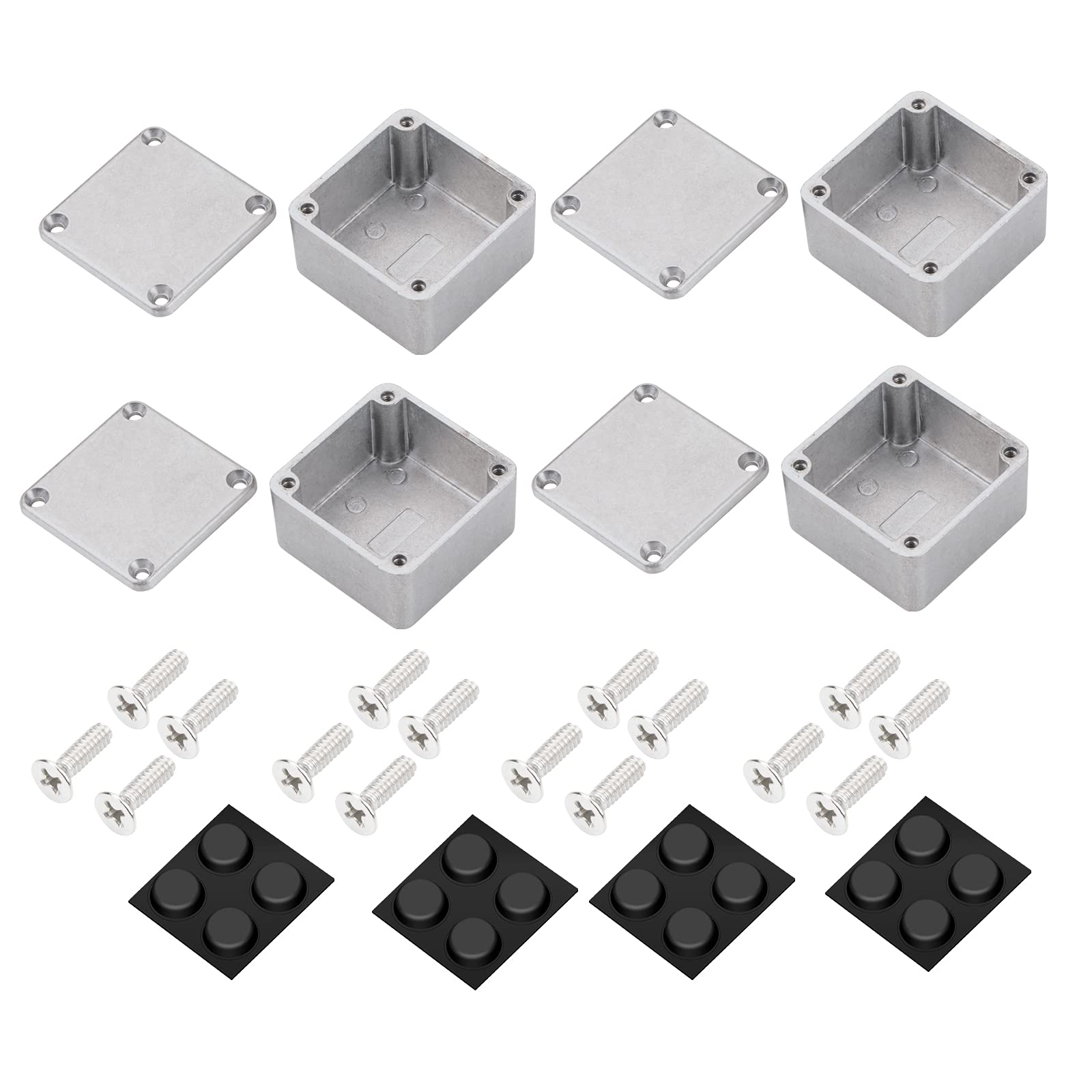 Daiertek 4Pcs 1590Lb Guitar Effect Pedal Enclosure Diecast Metal Aluminum Stomp Box 1.99Inch X 1.99Inch X 1.22Inch Inches 50.5Mm X 50.5Mm