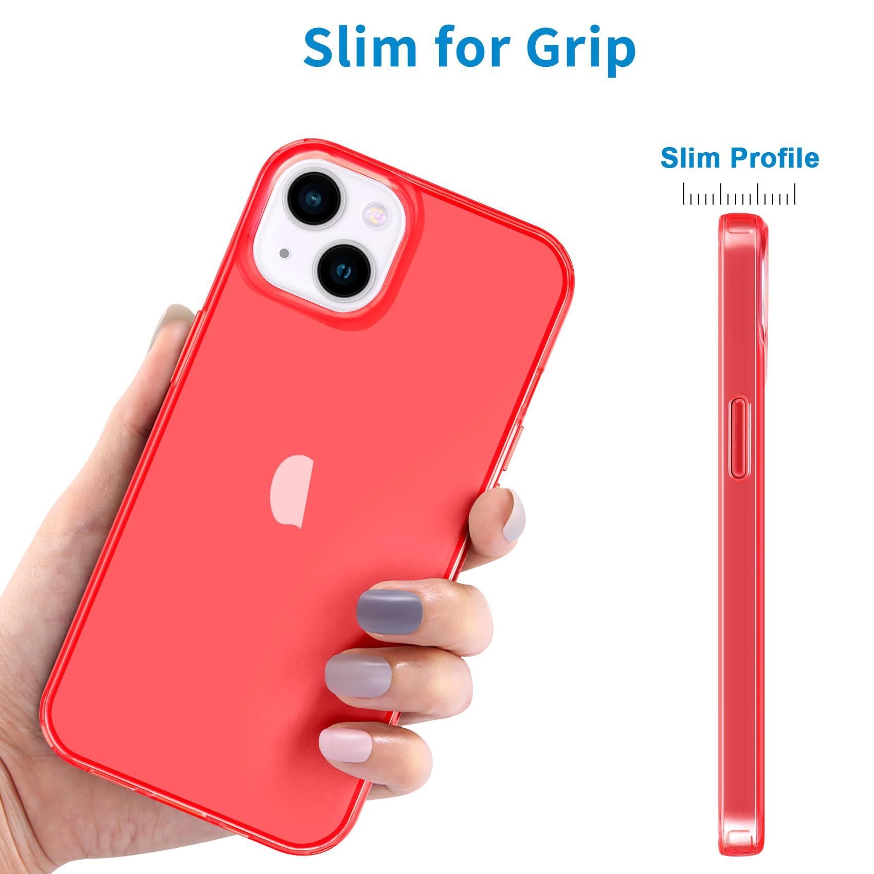 Jjgoo Compatible With Iphone 13 Case, Clear Red Soft Shockproof Protective Slim Thin Phone Bumper Cover For Iphone 13 6.1 Inch 2