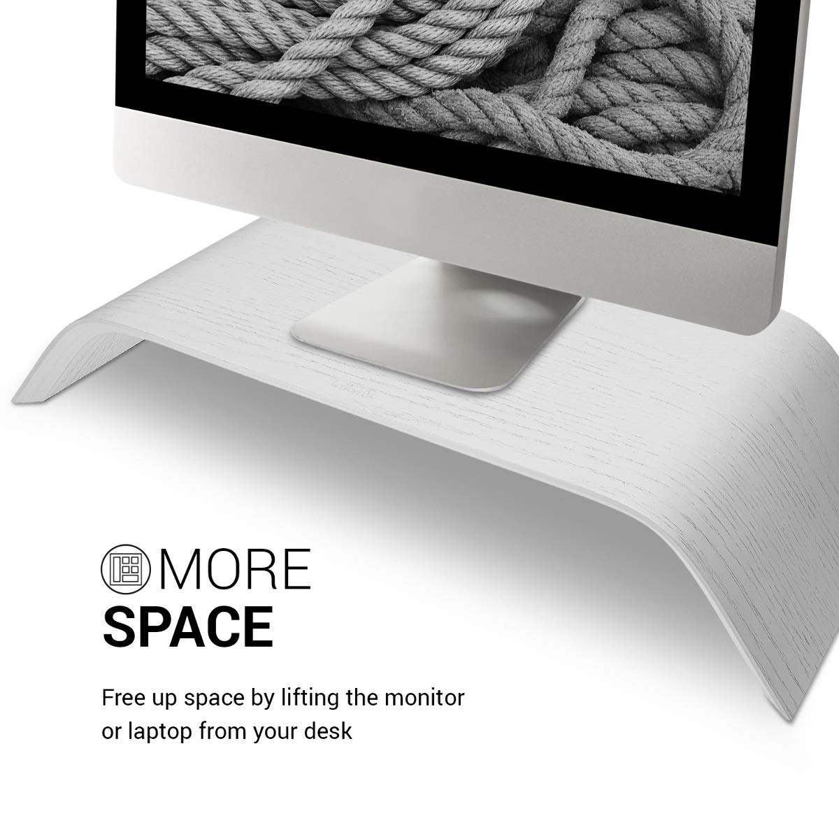 Kalibri Wood Monitor Stand Riser   Computer Desk Holder Desktop Dock Wooden Mount Display For Pc Tv Screen Notebook Laptop   Oak