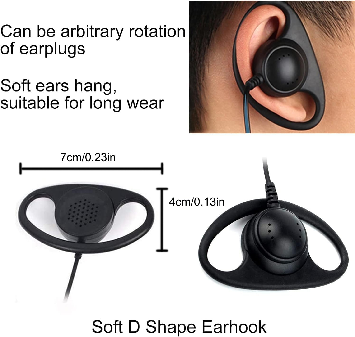 Retevis 2 Way Radio Earpiece With Mic, D Type Walkie Talkie Earpiece, 2 Pin, For Rt22 Rt68 Rt21 H 777 Rt22S Rb29 Rb45, Compatible With Baofeng 888S Uv 5R Two Way Radios, Two Way Radio Headset(1 Pack)