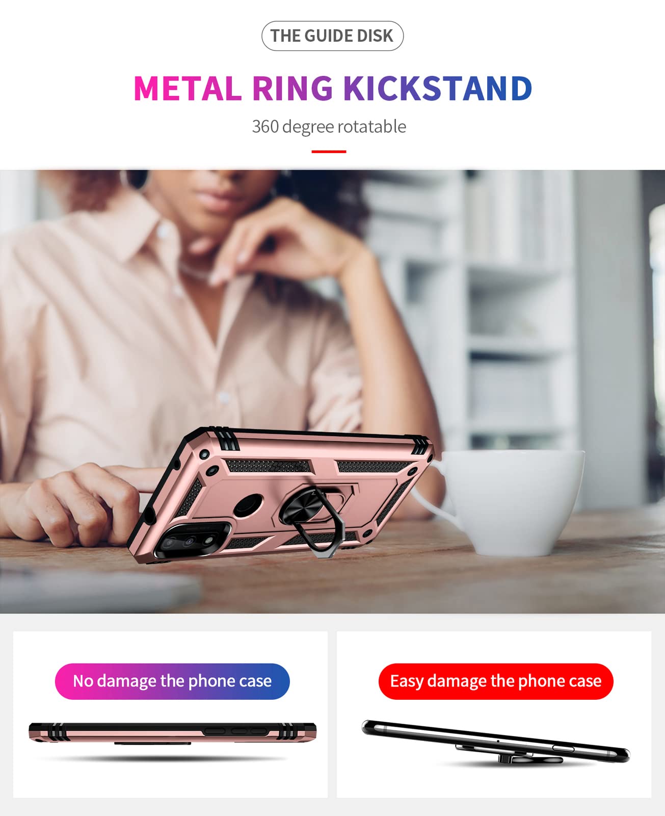 Sktgslamy For Moto G Pure Case,With Hd Screen Protector, [Military Grade] 16Ft. Drop Tested Cover With Magnetic Kickstand Car Mo