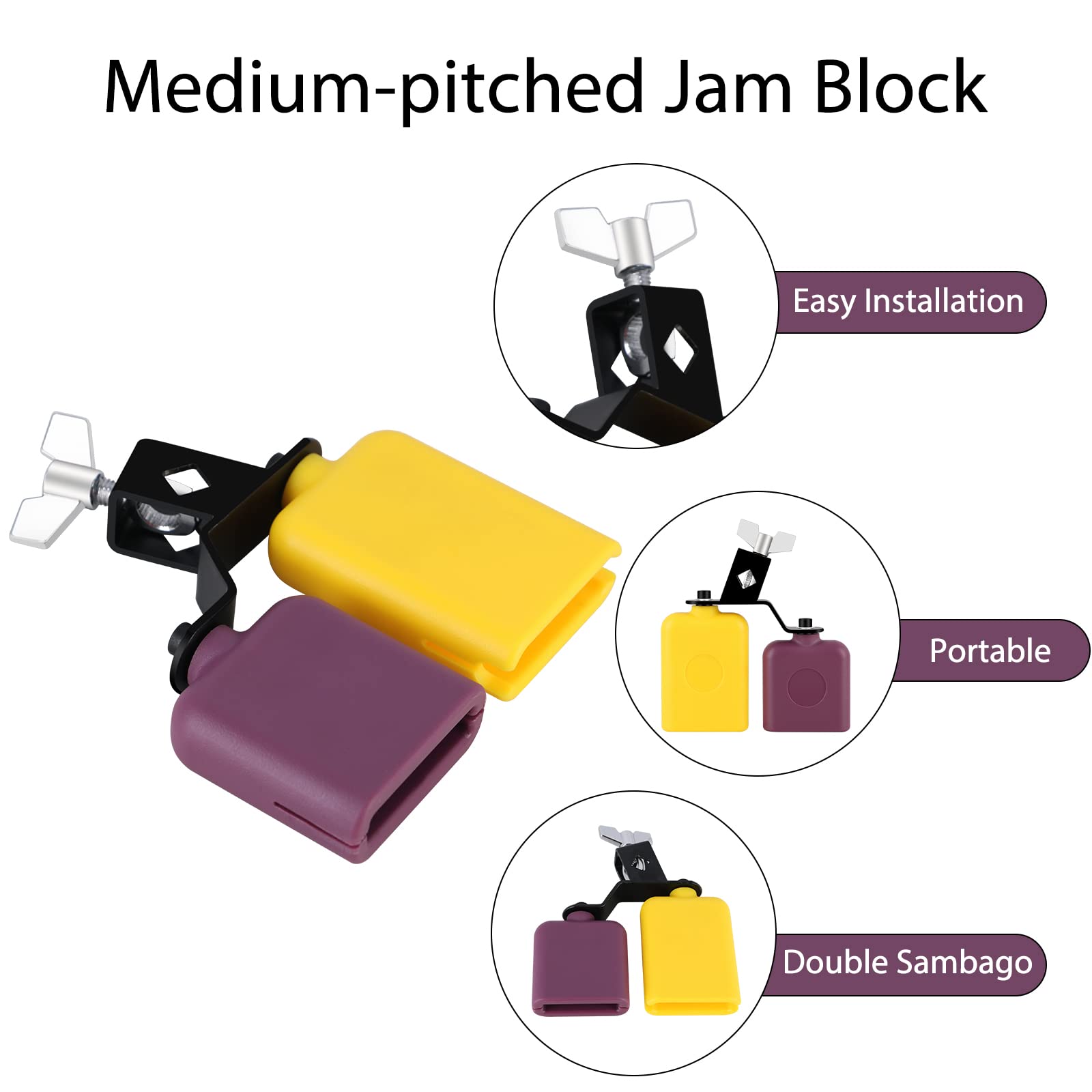 Ranming Jam Block Plastic Cow Bell Double Sambago Bell Jam Block For Band Practice Festival Performance,Latin Percussion Instrum