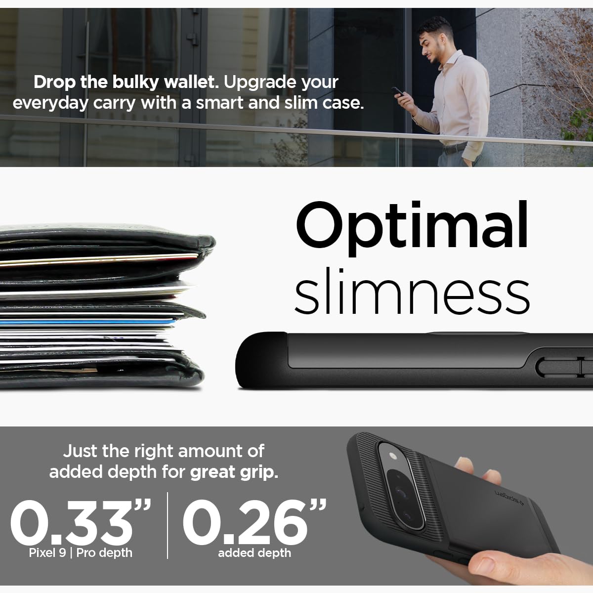 Spigen Slim Amor Cs Designed For Pixel 9 Case/Pixel 9 Pro Case (2024) [Hard Shell] [Military-Grade Protection] - Black