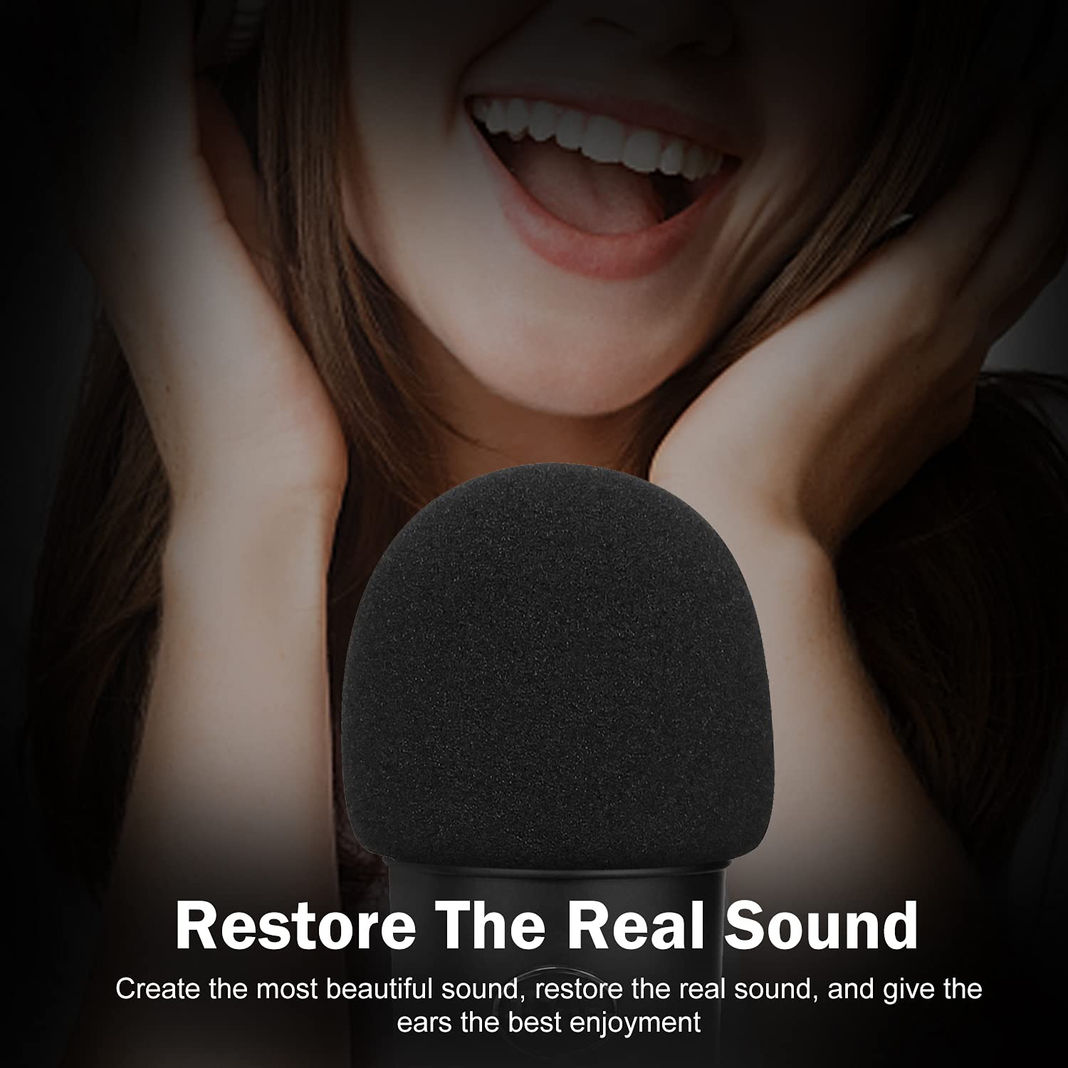 Foam Microphone Windscreen For Blue Yeti   Professional Pop Filter For 2.5 Inch Diameter Microphones Sponge Mic Cover 2Pcs
