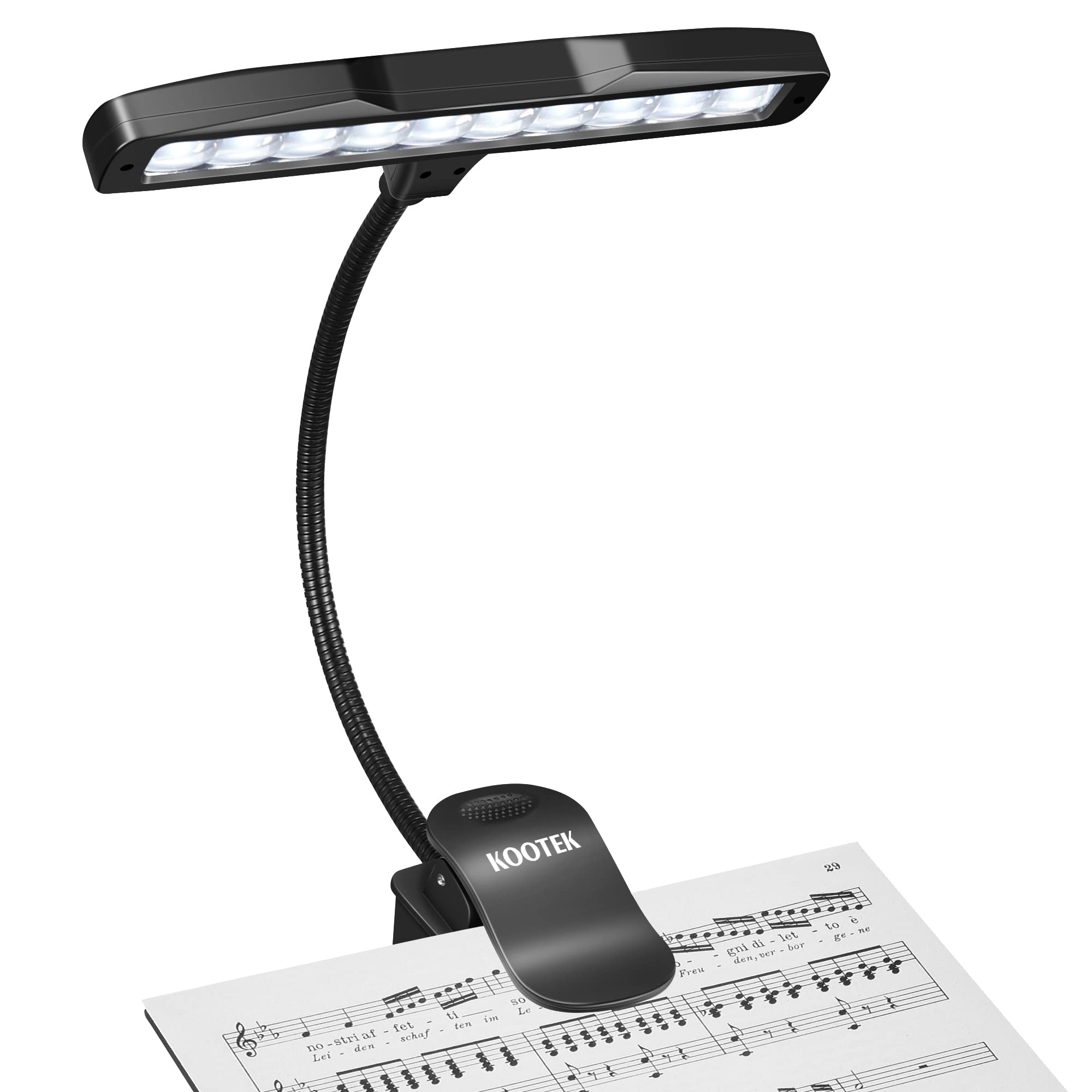 Kootek Music Stand Light, Eye Caring Clipon Piano Lamp, 360 Flexible Gooseneck Adjustable Brightness Usb Rechargeable For Sheet