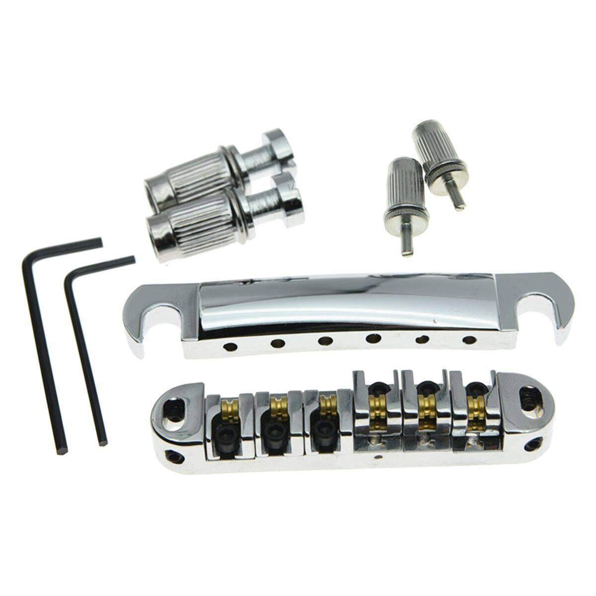 Kaish Lp Tune O Matic Roller Saddle Bridge Tailpiece Stopbar Set For Les Paul Chrome