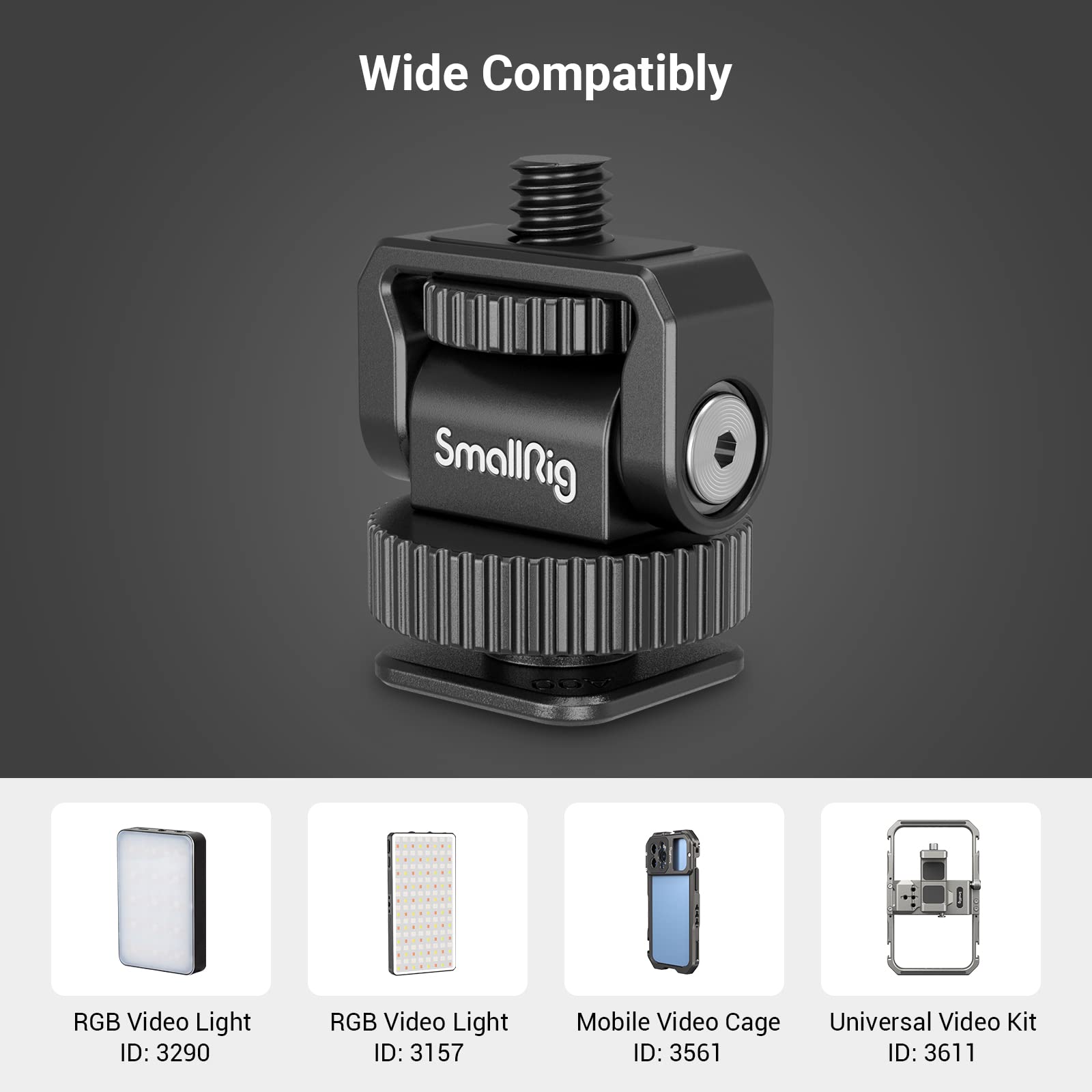 Smallrig 1/4 Mini Ball Head Cold Shoe Mount Adapter With 1/4-20 Thread For Camera Phone Cage Led Video Light-3577