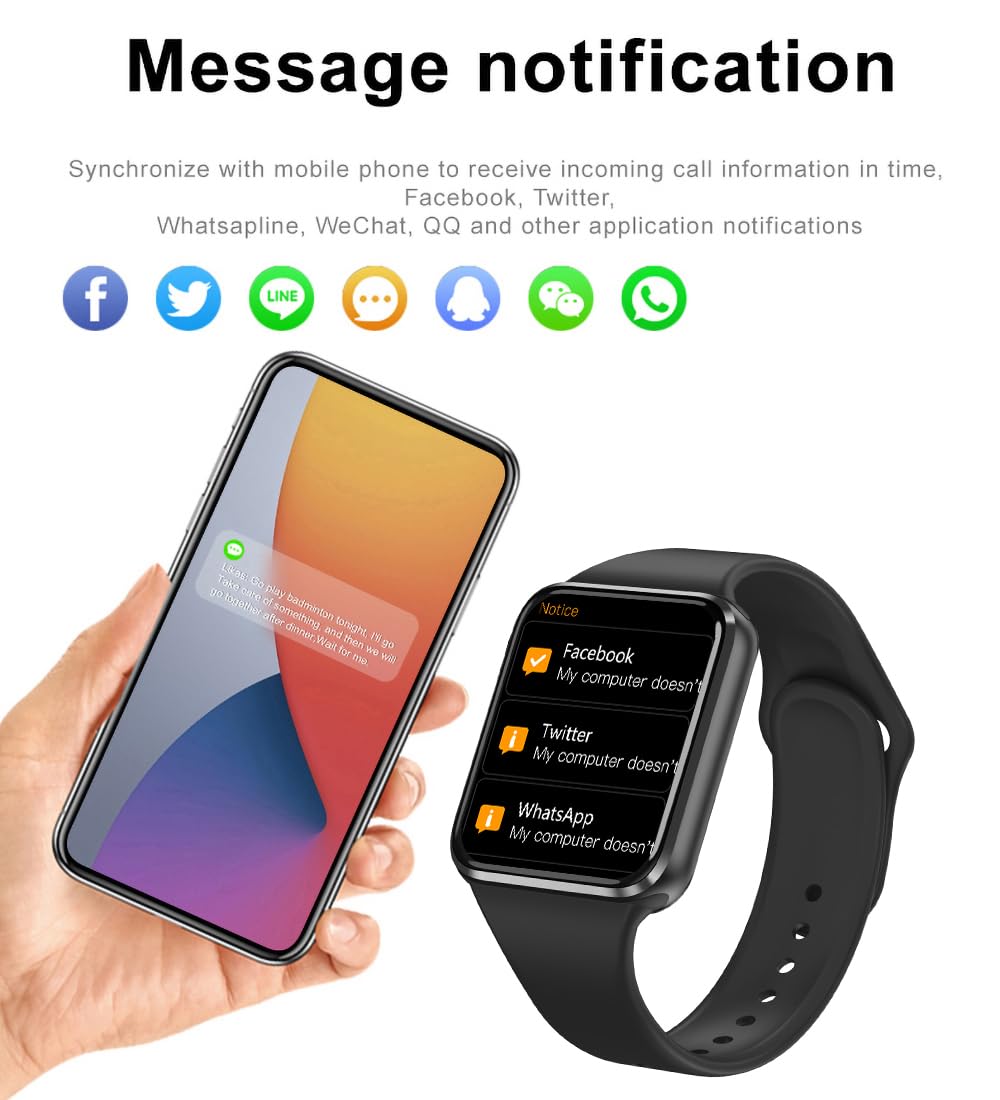 Smart Watch For Android Ios Phones Compatible Iphone Samsung, 2.09'' Fitness Activity Tracker Watch With Bluetooth Call/Sms/Slee