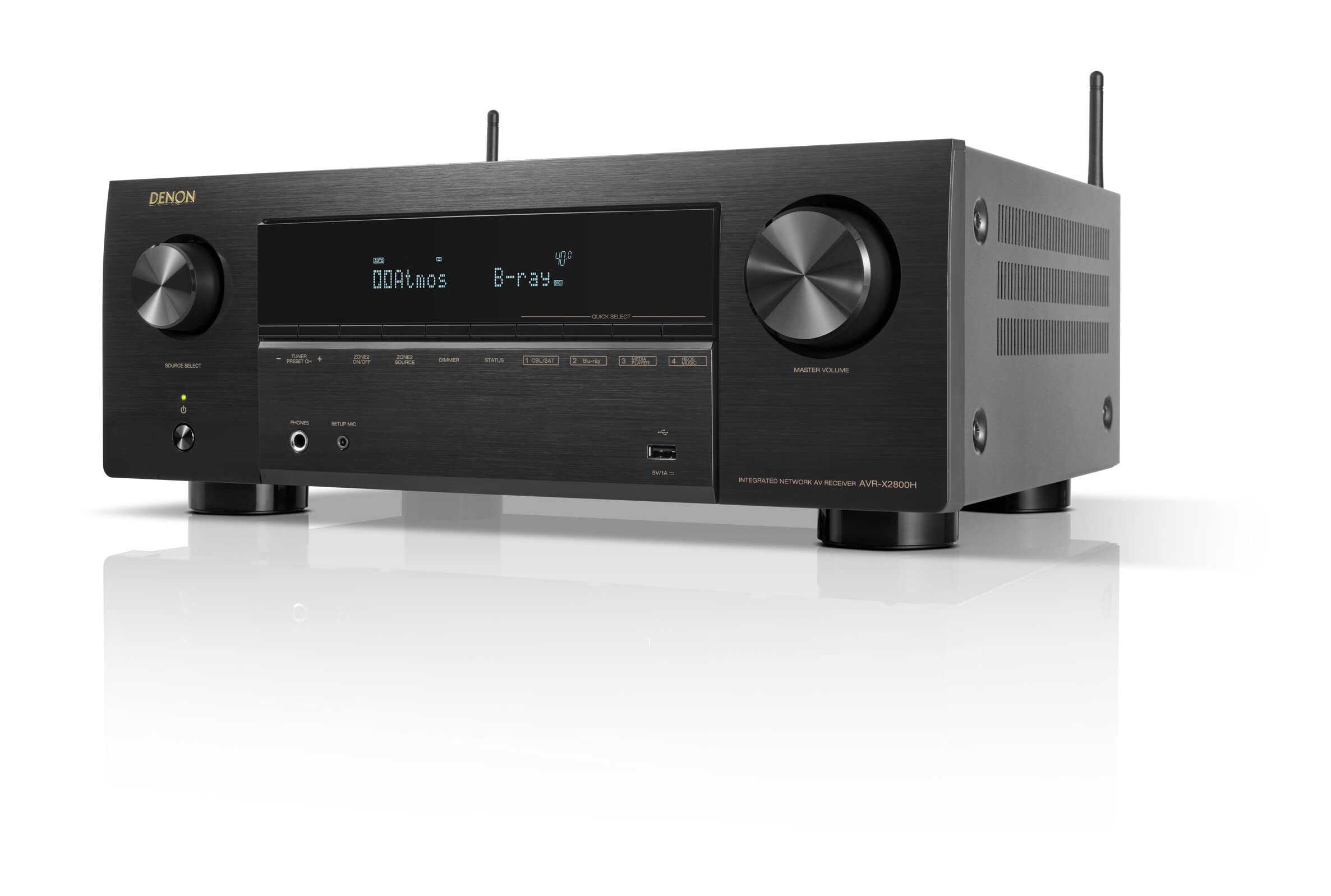 Denon AVR-X2800H 7.2 Ch Stereo Receiver - 8K UHD Home Theater AVR (95W X 7), Wireless Streaming via Built-in HEOS, Wi-Fi, Dolby 
