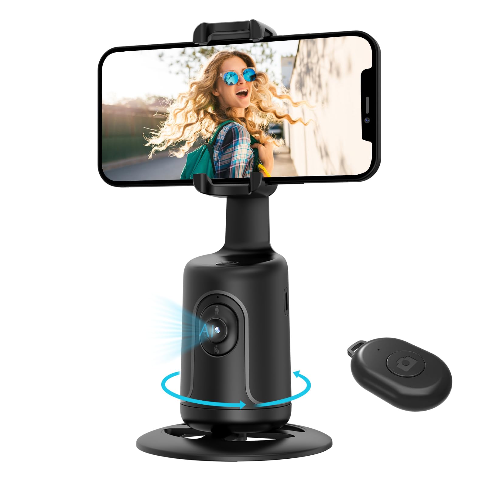 Auto Face Tracking Tripod, 360 Rotation Body Phone Camera Mount Smart Shooting Holder With Remote Selfie Stick, No App, Gesture 