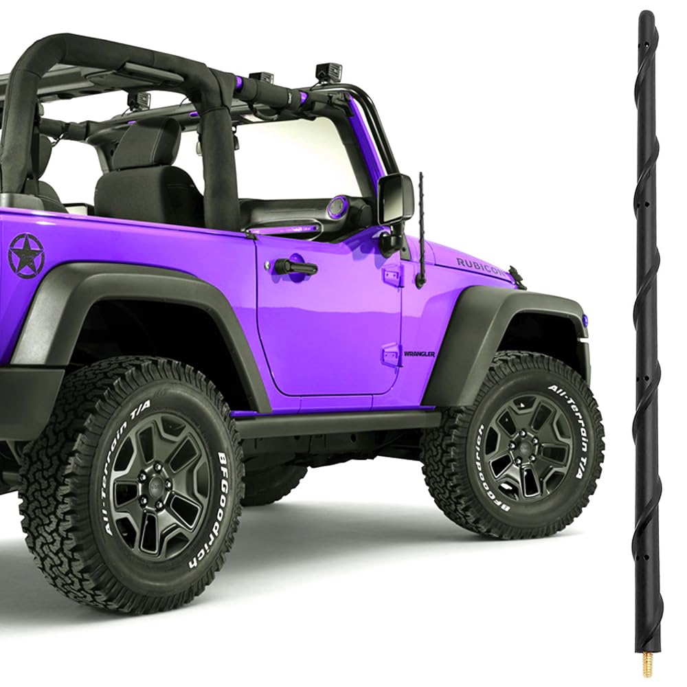 Basiker 16 Inch Antenna For Jeep Wrangler Gladiator Jk Jt Rubicon Sahara Unlimited Sport 4Xe Willys Mojave 2007 2025, Jeep Wrangler Antenna Replacement, Upgrade Car Am Fm Jeep Accessories
