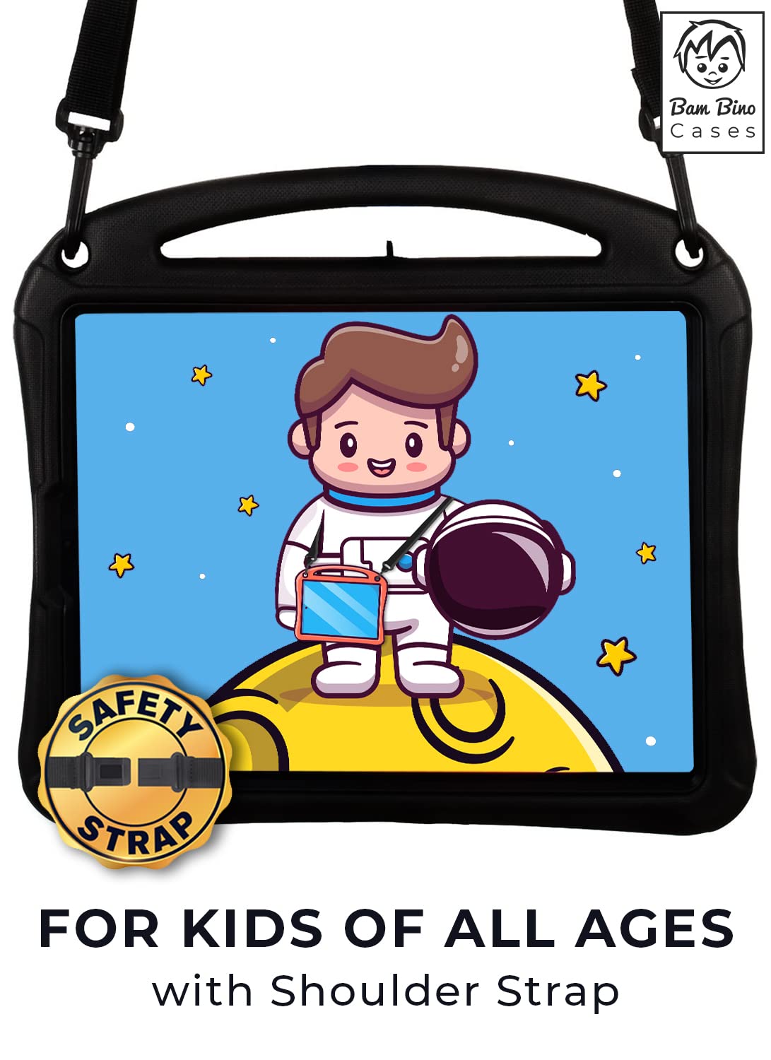 Bam Bino Space Suit Case For Ipad Pro 12.9'' 3Rd/4Th/5Th/6Th Generation (2018 2022) Models (Cosmic Black)   [Not For Ipad Pro 12