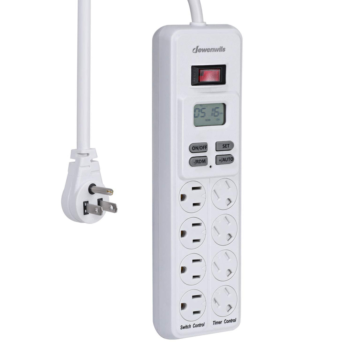Dewenwils 8 Outlet Power Strip With Timer (4 Timed/ 4 Always On), Digital Timer Outlet For Reptile Light, Turtle Grow Light Indo