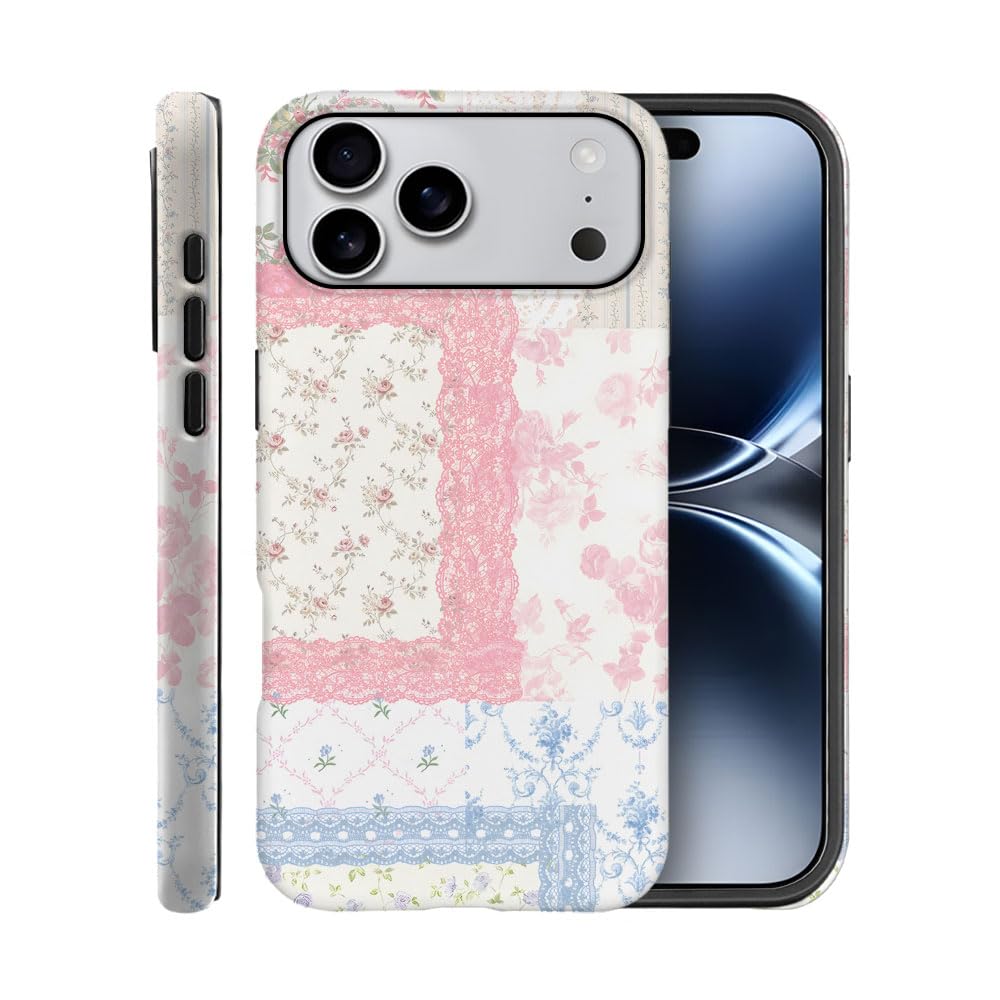 Case for iPhone 17 Pro Max,Fits Frosted Case Design for Girl Women,Lace Quilt