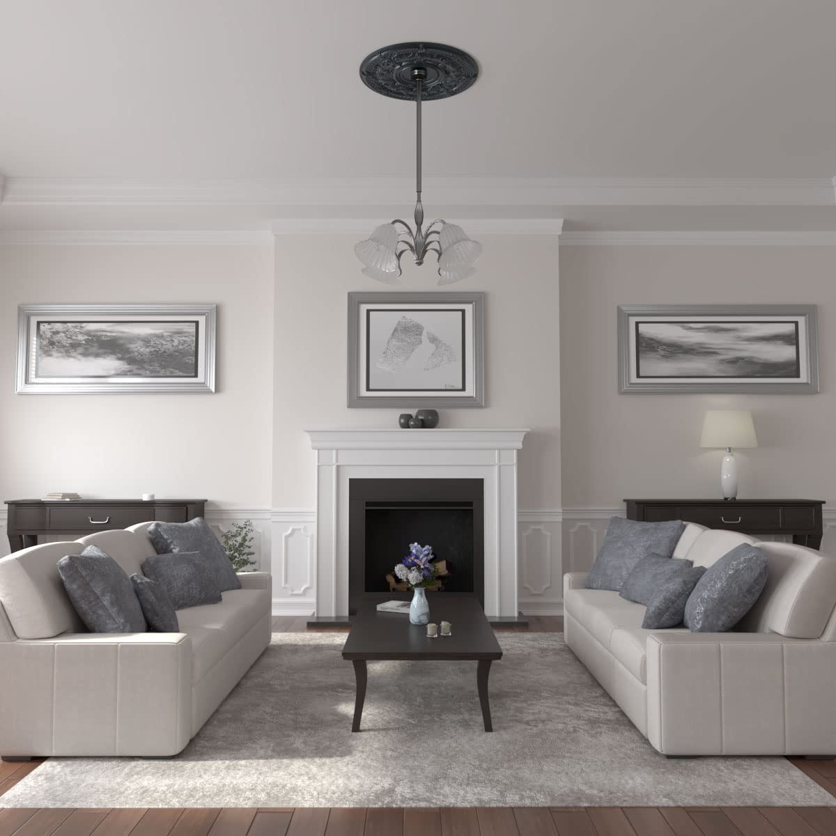 Ekena Millwork Cm33Dansf Dauphine Ceiling Medallion, 33 7/8''Od X 1 3/8''P (Fits Canopies Up To 13 1/4''), Hand Painted Night Sh