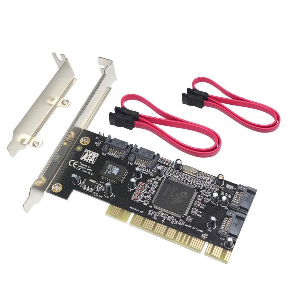 GODSHARK 4 Ports PCI SATA Raid Controller Internal Expansion Card with 2 Sata Cables, PCI to SATA Adapter Converter for Desktop 