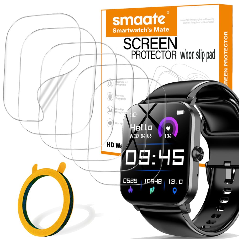 Smaate Screen Protector Compatible With 1.85    L70 Jacoosa Qonbink Smart Watch, Soft Tpu, 6-Pack, Full Coverage, Bubble Self-He
