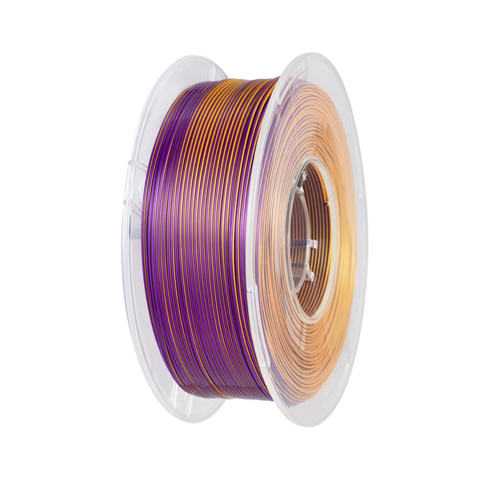 Cc3D Silk Dual Color Filament Gold Purple Pla Filament 1.75Mm 1Kg 3D Printer Filament 2 Color Coextrusion Filament Pla Shiny Met