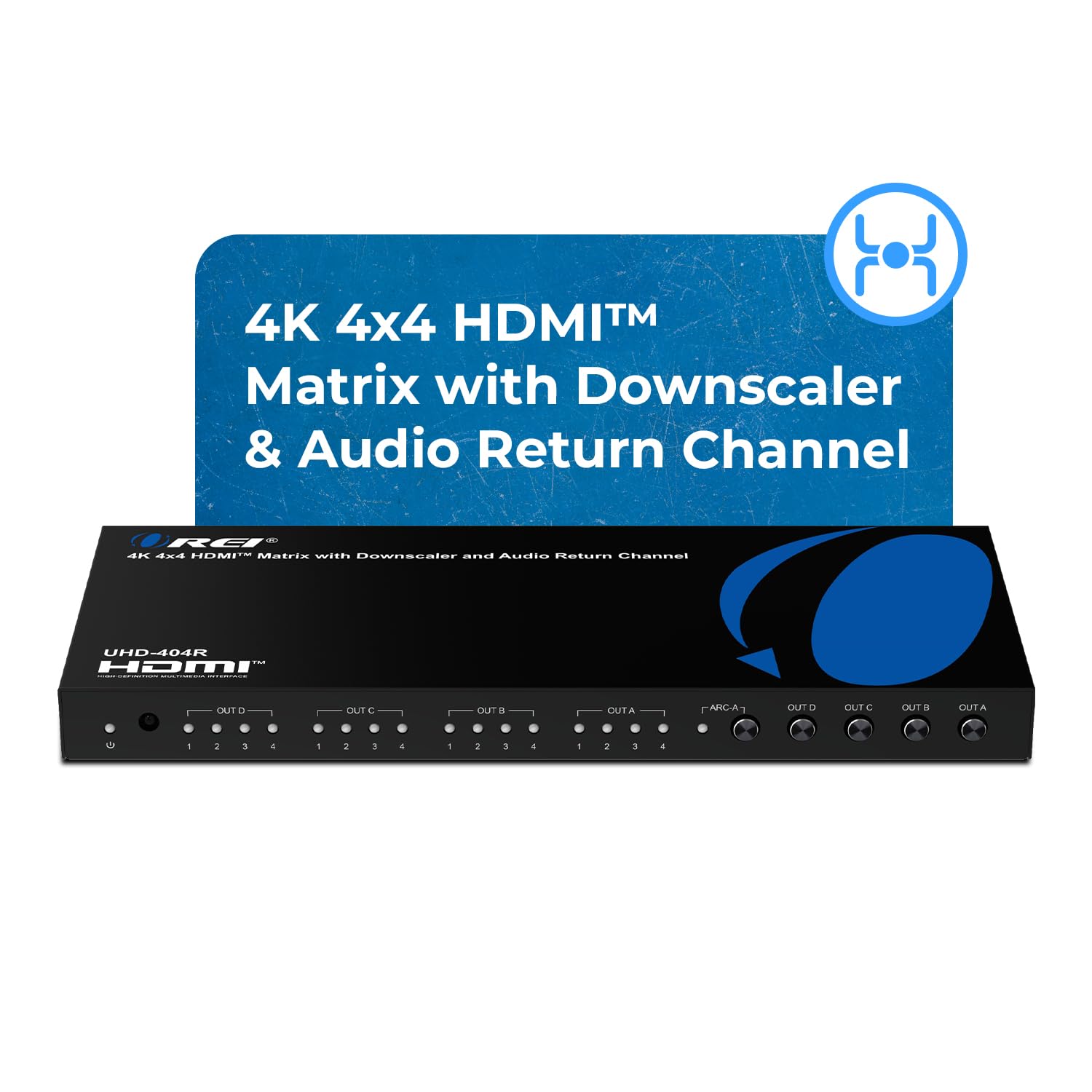 Orei 4X4 4K Hdmi Matrix Switcher Splitter With Remote Control Auto Downscale 4K To 1080P, Hdr10 Support, And Rs-232 Control With
