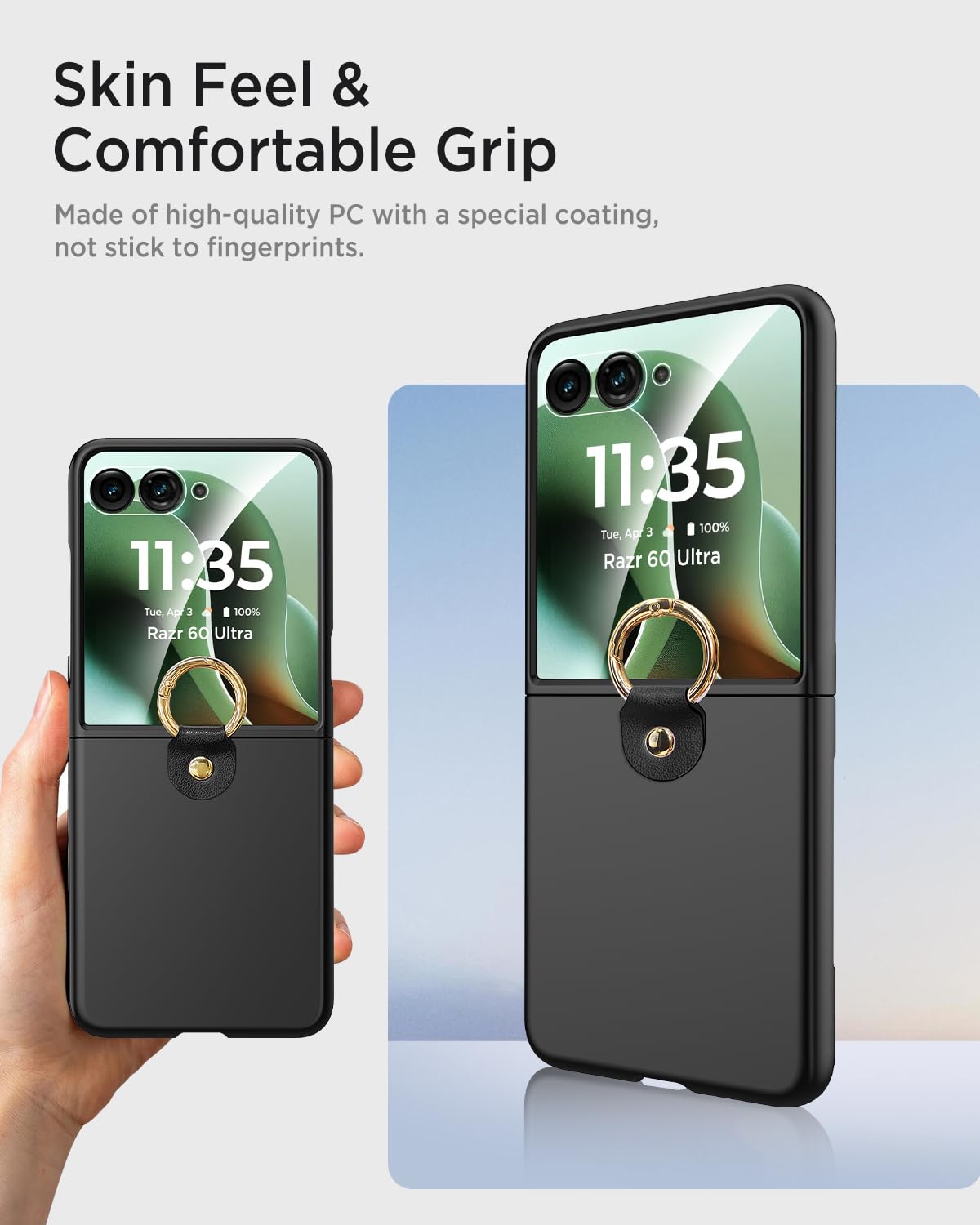 Miimall Thin For Motorola Razr Ultra 2025 Case With Ring Holder,[Tempered Glass Screen Protector & Military Grade Protection] Ul