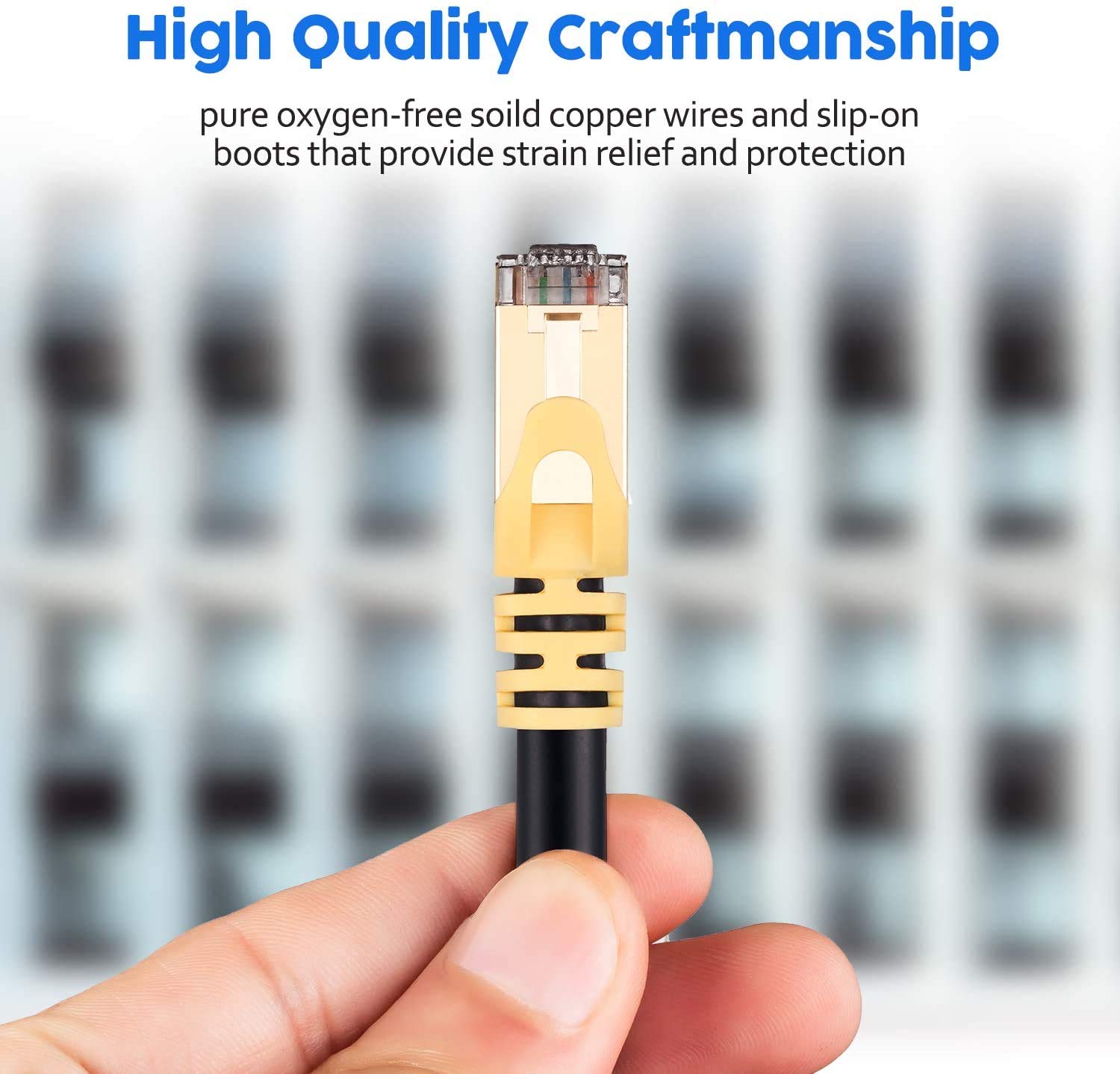 Ldkcok Cat 7 Internet Cable 350Ft, Cat7 Outdoor Ethernet Cable 350 Ft, 26Awg Heavy Duty Cat7 Networking Cord Patch Cable Rj45 Transmission Speed 10Gbps,Transmission Bandwidth 600Mhz Lan Wire