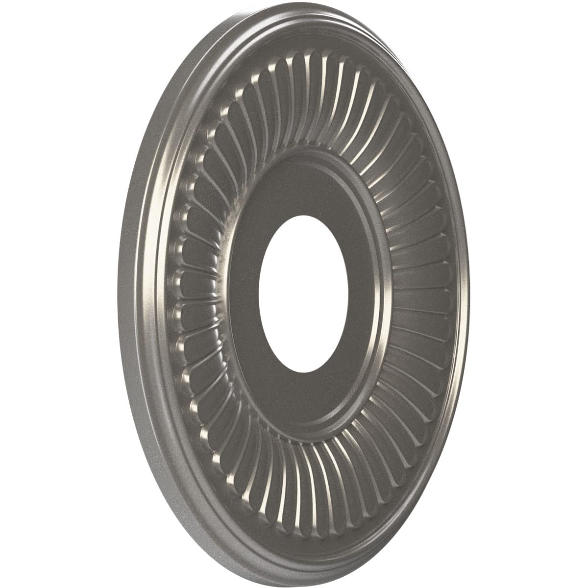 Ekena Millwork 13Od X 3 1/2Id X 3/4P Berkshire Thermoformed Pvc Ceiling Medallion (Fits Canopies Up To 5 3/4), Aged Dark Steel