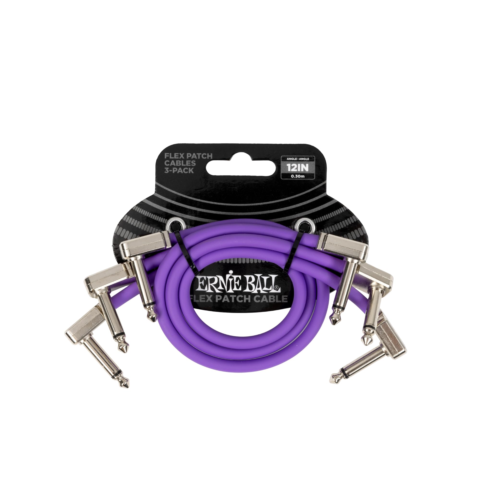 Ernie Ball Flex Patch Cable 12In   Purple   3 Pack