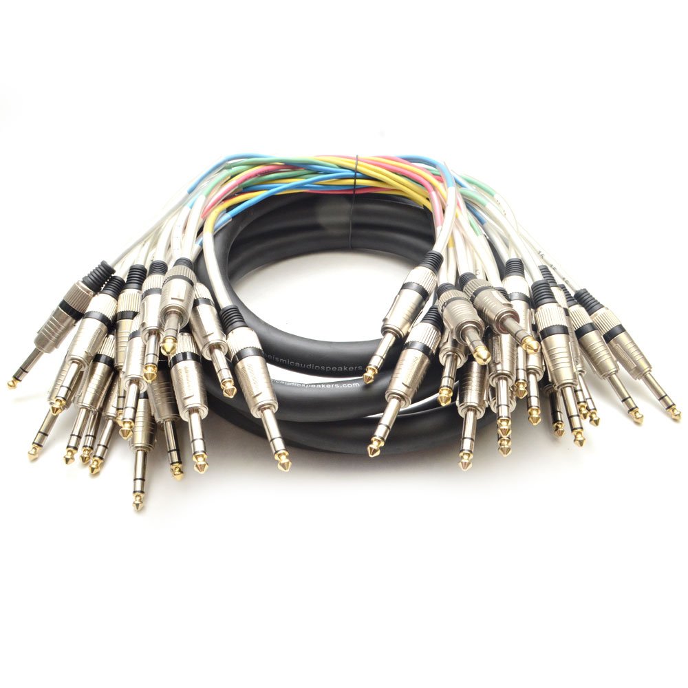 16 Channel 1/4 TRS Snake Cable - 10 Feet Long - Serviceable Ends - Pro Audio Effects Snake for Live Live, Recording, Studios, an