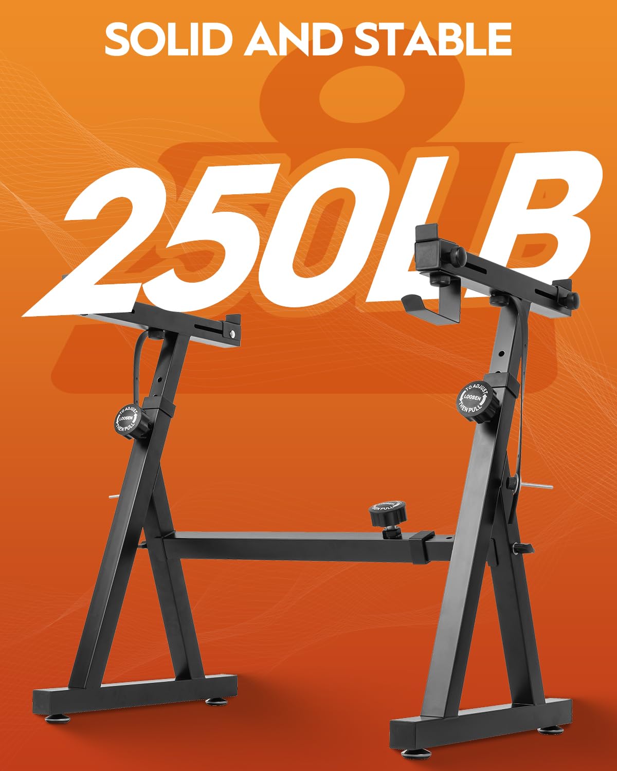 Strich Piano Keyboard Stand Heavy Duty With Wheels And Stand Pads - Adjustable Portable Music Stand, Fits 54, 61, 88 Key Electri