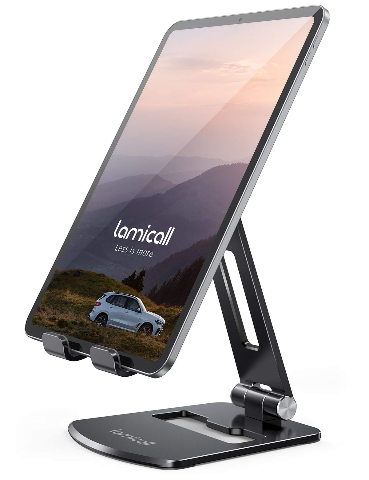 Lamicall Tablet Stand, Foldable Holder   Adjustable Tablet Dock, for 4.7'   13' Tablet, Such as iPad Pro 11/10.5/12.9, Mini, Air, Galaxy Tabs, Kindle, Black