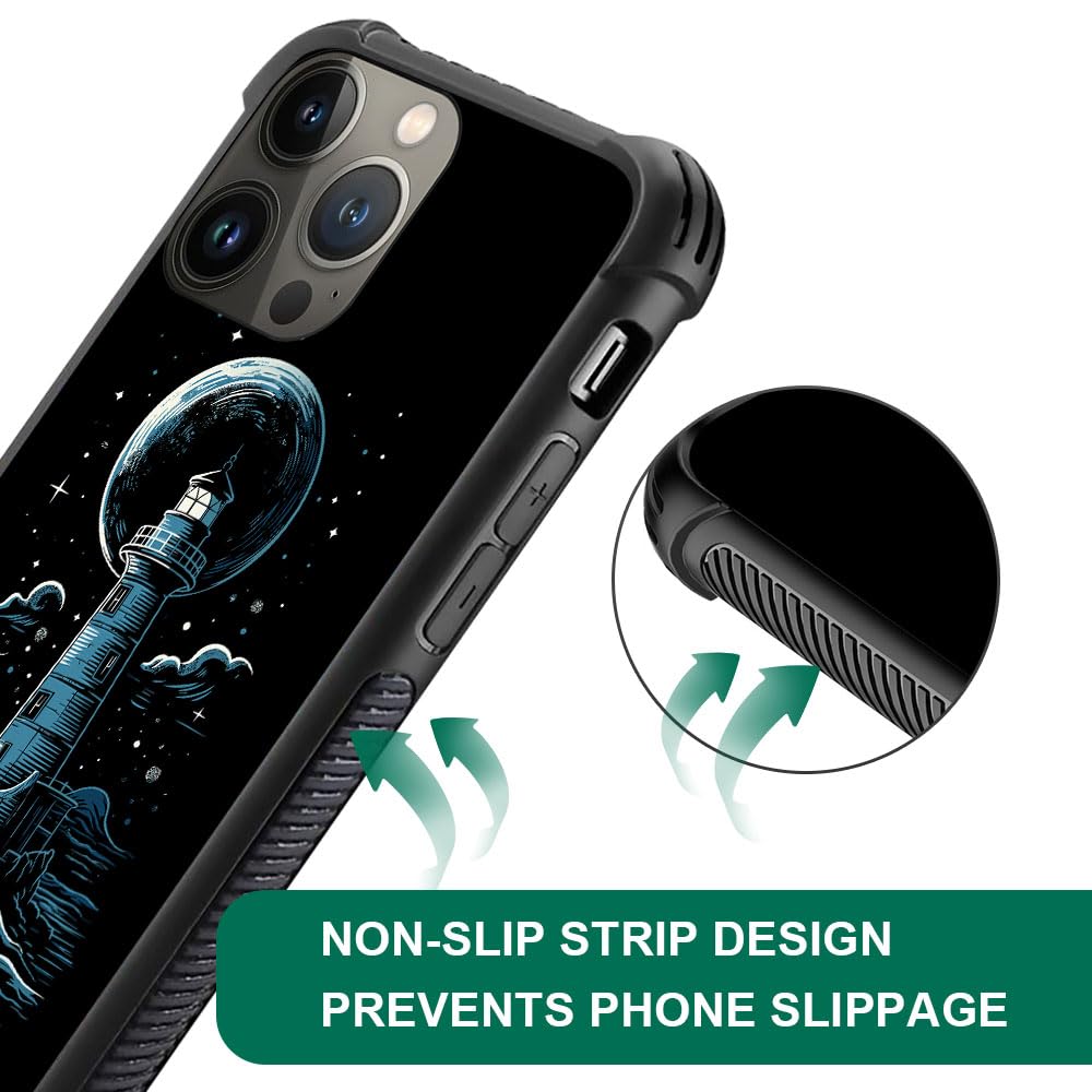 CARLOCA Phone Case Compatible iPhone 13 Mini Shockproof Polycarbonate Cosmic Space Lighthouse