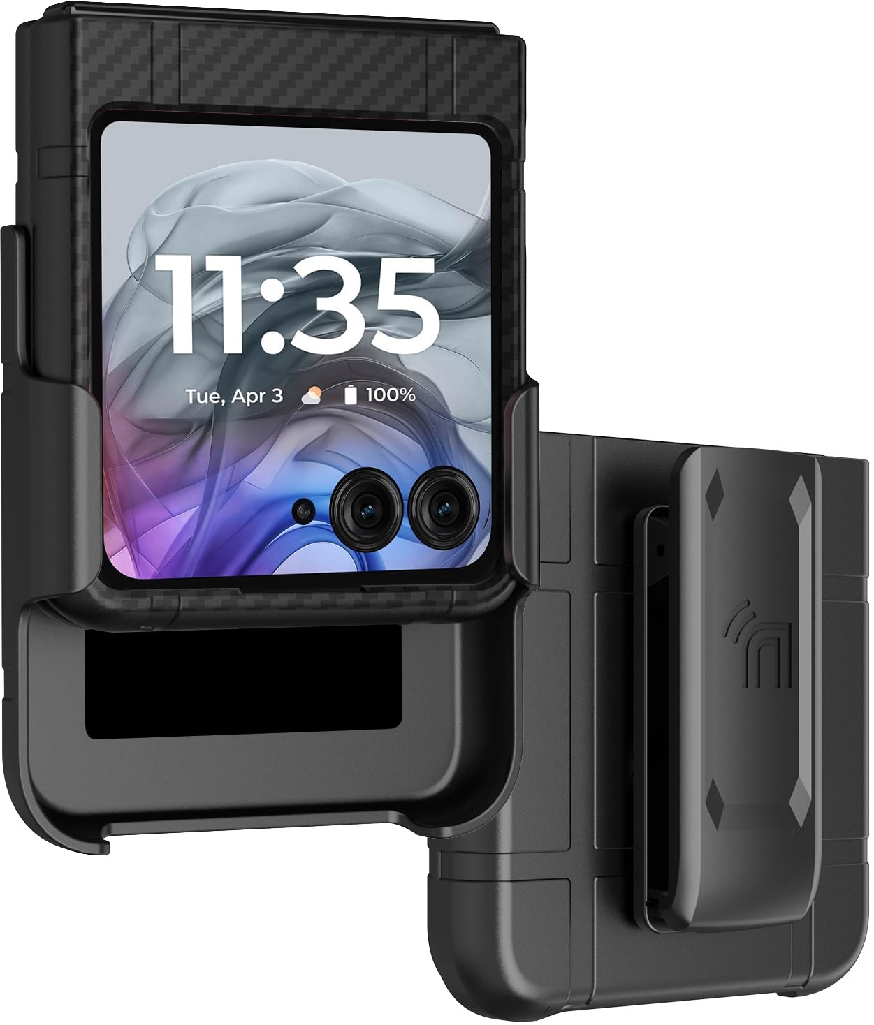 Case with Clip for Motorola RAZR (2024/2025) Flip Phone, Nakedcellphone Textured Slim Hard Shell Cover and [Rotating/Ratchet] Be