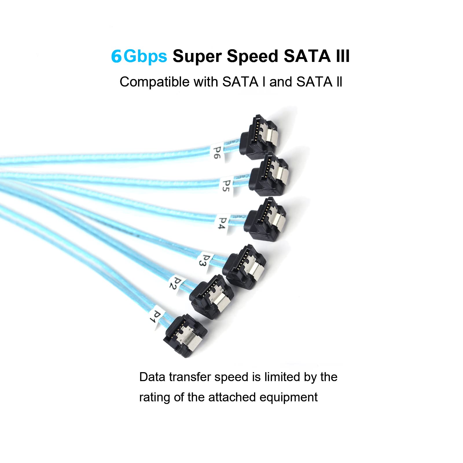Adcaudx Sata Iii Cable:0.5M 6Pcs/Set Sata Cable 90 Degree Right Angle Sata Data Cable Sas/Sata 6Gbps Cable For Server Raid Sdd H
