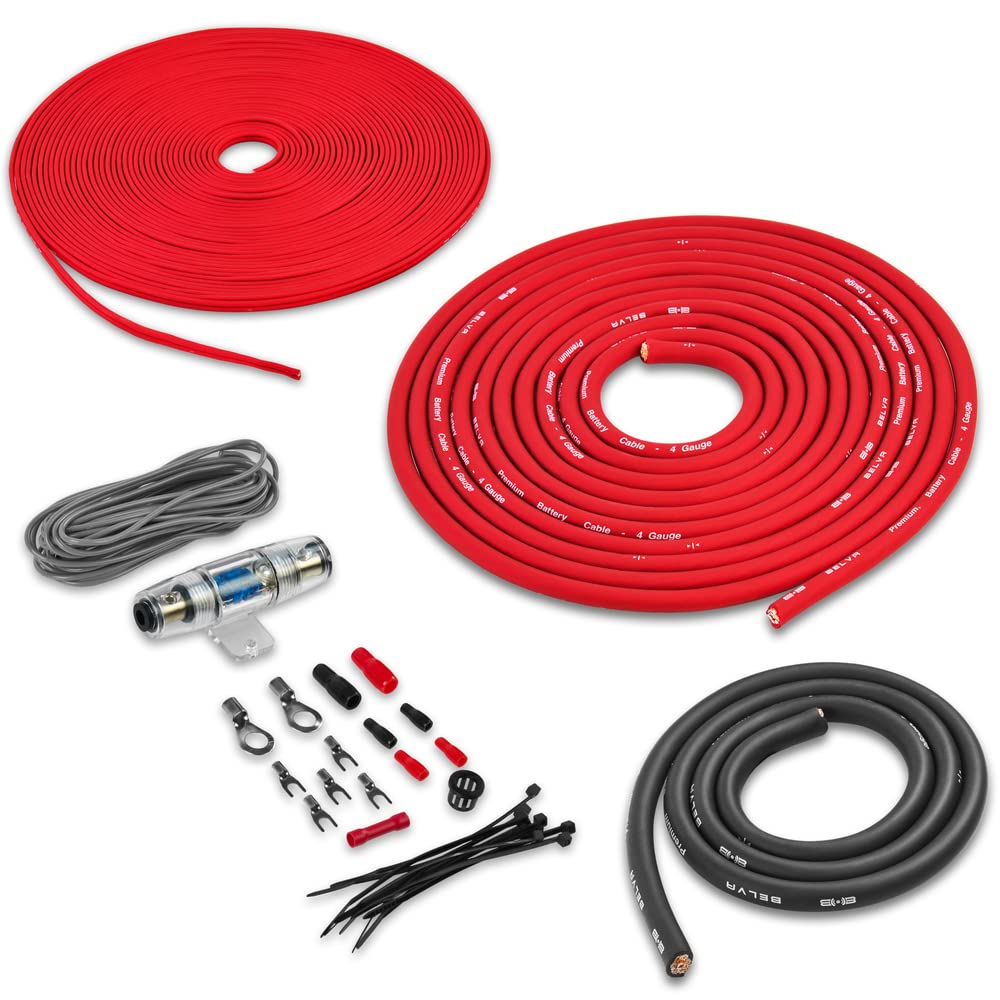 Belva True 4 Gauge Awg Premium Cca Amplifier Wiring Kit Without Rca Cable   Bpk4 Red