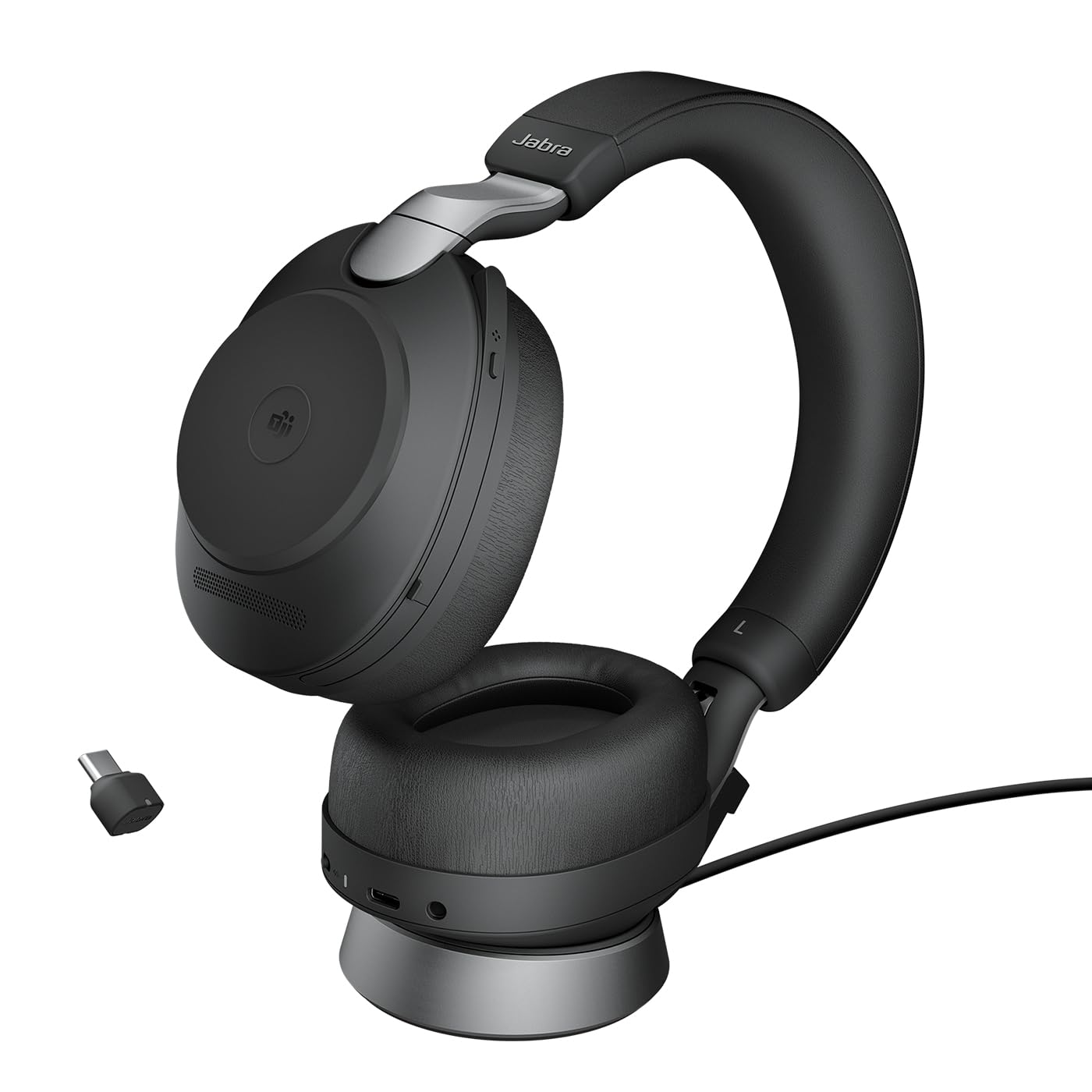 Jabra Evolve2 85 Wireless PC Headset - Noise Cancelling MS Certified Stereo Headphones with Long-Lasting Battery - USB-A Dongle,