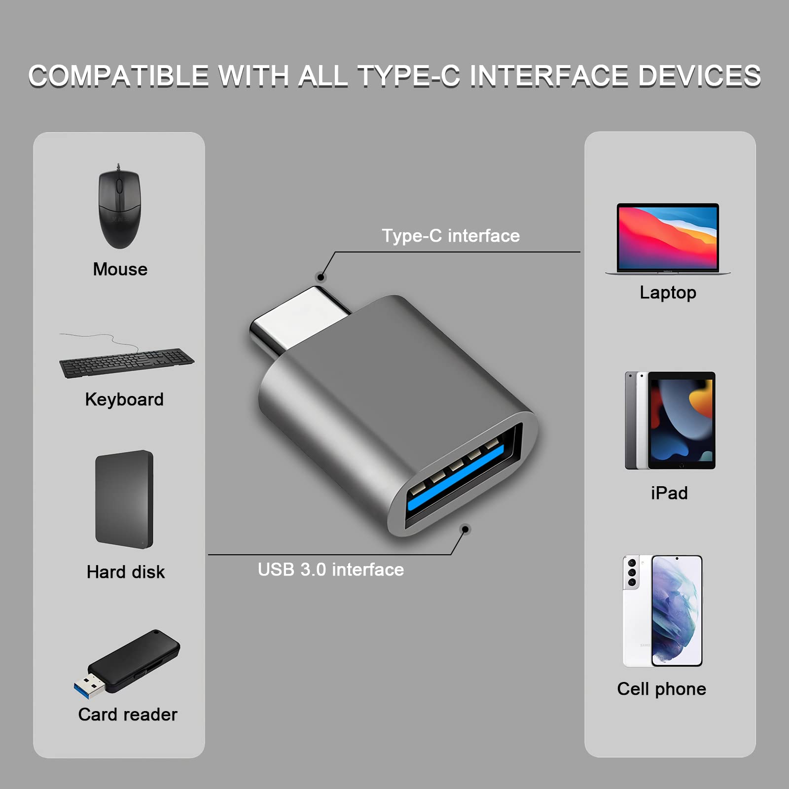 Usb C To Usb Adapter, Type C Thunderbolt 4 Otg Converter, Usb C Male To Usb 3.0 Female Adapter (3 Pack) For Apple Macbook Pro, M