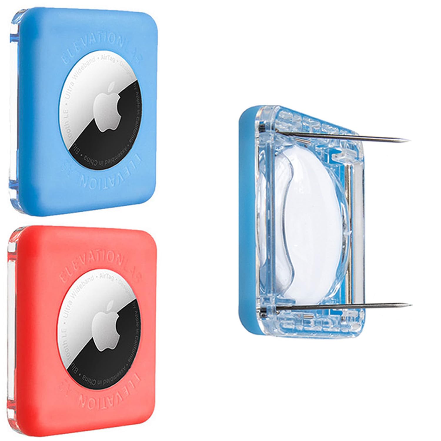 Elevation Lab Tagvault Airtag Dual Safety Pin (Pack Of 2)   The Most Secure Airtag Holder For Kids, Low Profile, Doesn'T Dangle, Elevation Lab   Blue, Red