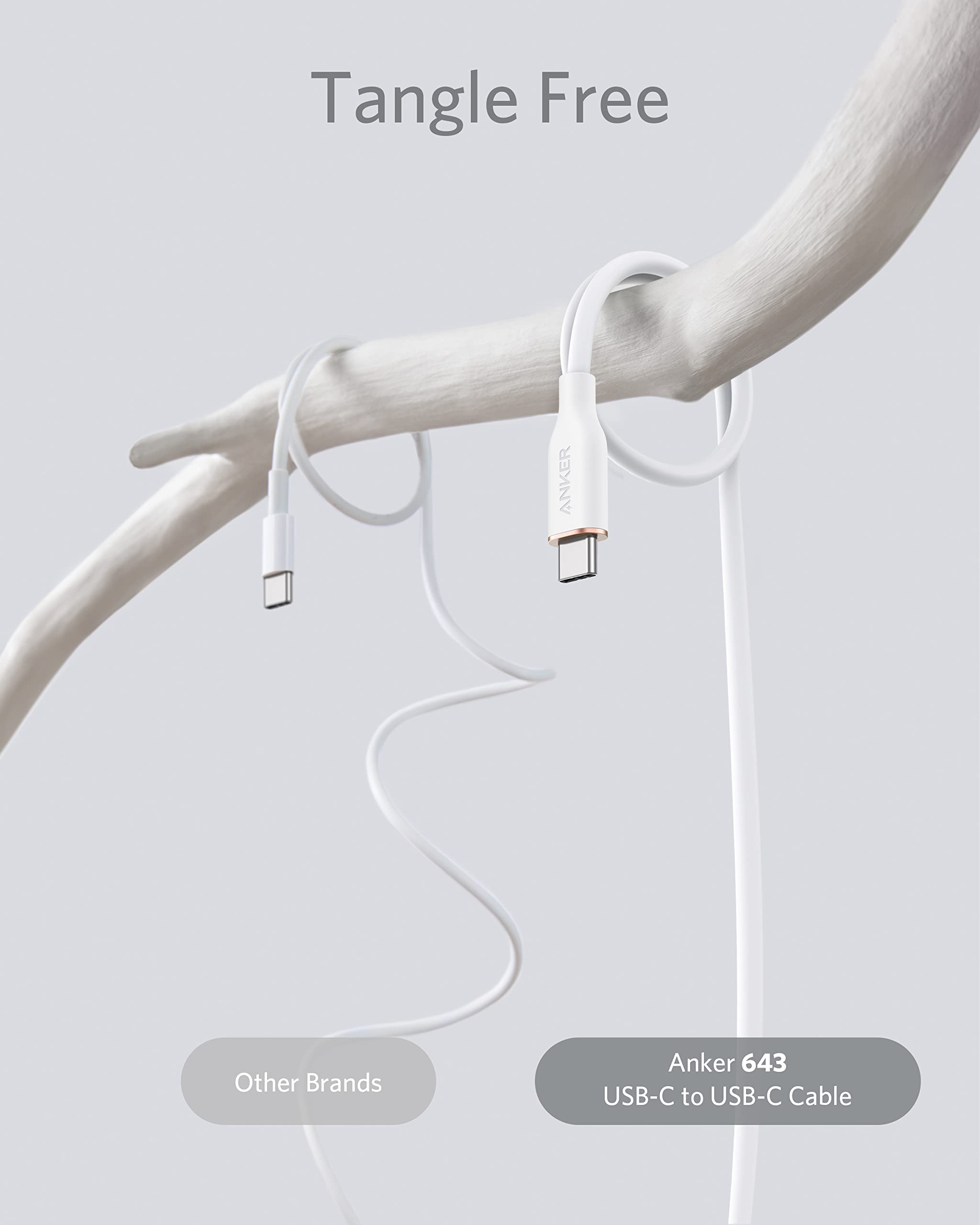 Anker 100W 6Ft Usb C Charging Cable For Iphone 15, Macbook Pro 2020, Ipad Pro 2020, Galaxy S23   Cloud White