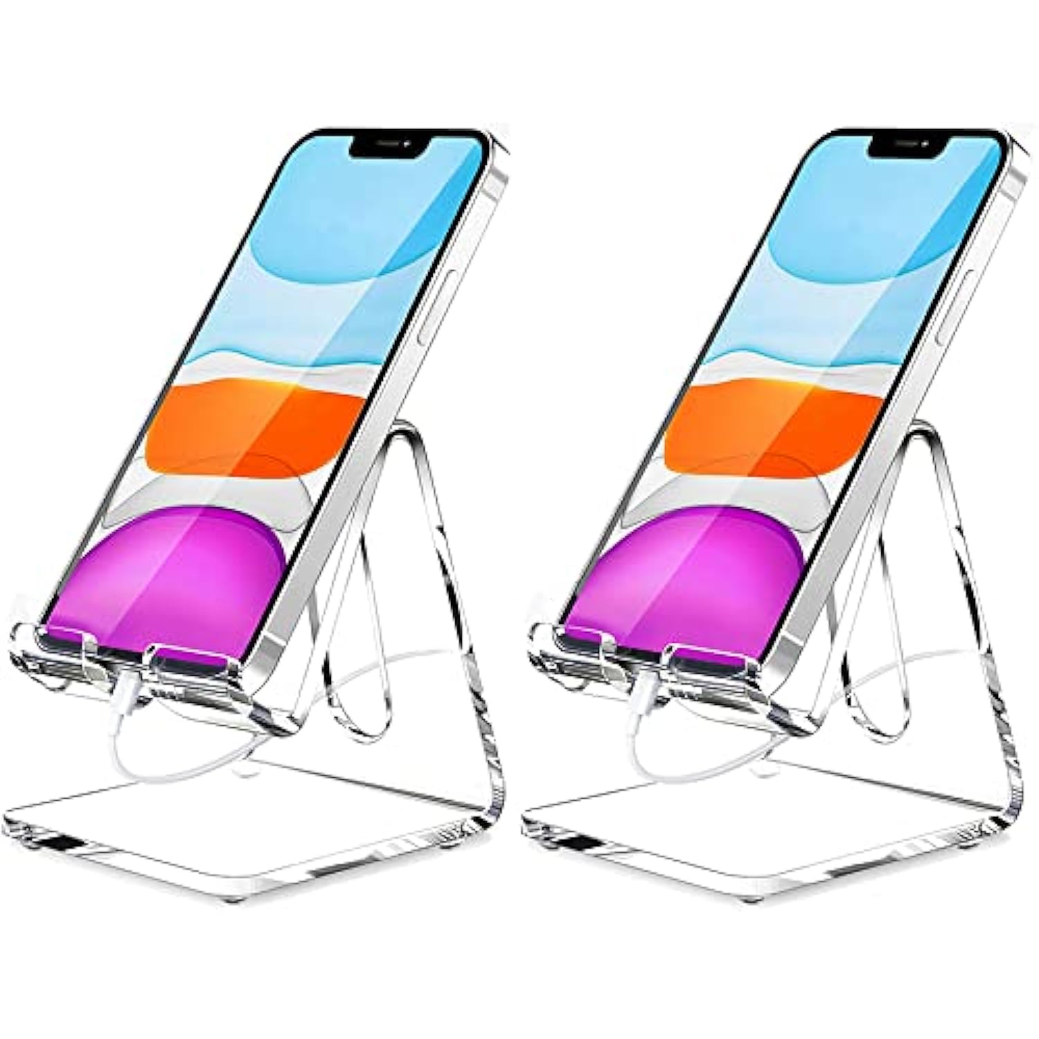 Crpich Acrylic Cell Phone Stand, Portable Phone Holder, Clear Phone Stand For Desk, Compatible With Phone15 14 13 12 Pro Max 11