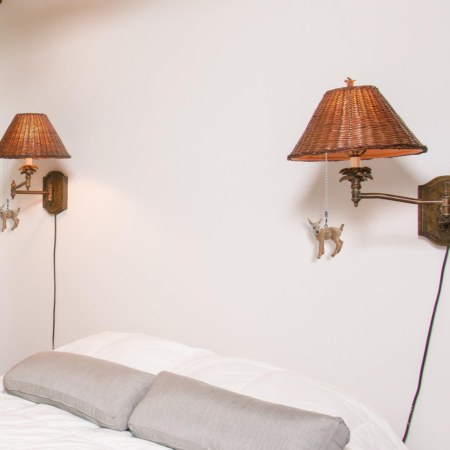 Dotlite Deer Ceiling Fan Pull Chain,12In Cute Fawn Christmas Fan String Pulls Charm Extension Decorative,3Mm Diameter Beaded Fan