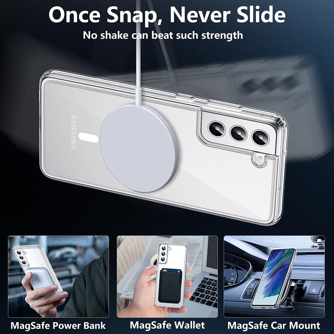 Tianniuke Magnetic Case For Samsung Galaxy S21 Fe, Transparent And Yellow Resistant,Compatible With Magsafe,Slim Fit Shockproof