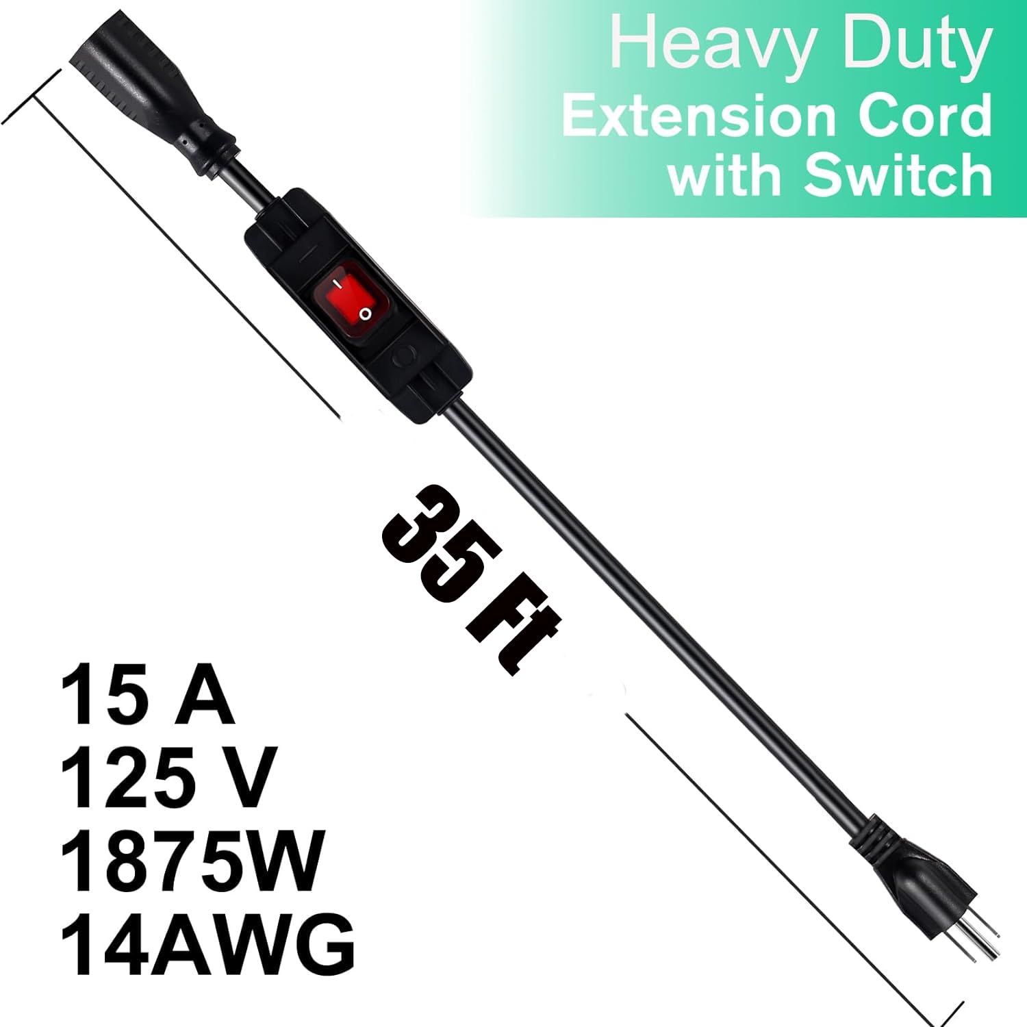 Extension Cord With Switch On/Off Waterproof Switch 35Ft No Plugging And Unplugging Invintage Stereo Devices Without Built In Po
