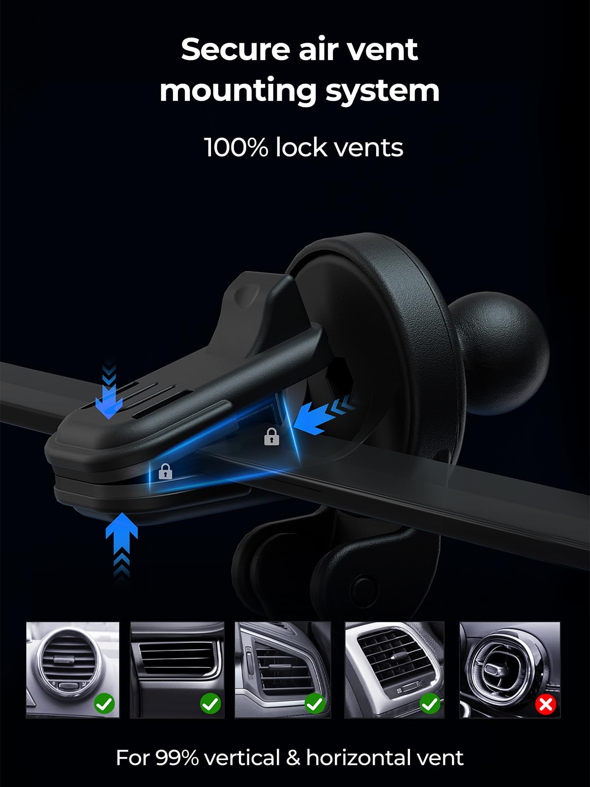 Amegat Magnetic Car Charger, Active Cooling 15W Qi2-Certified Fast Charging Compatible With Magsafe Car Charger, Air Vent Phone