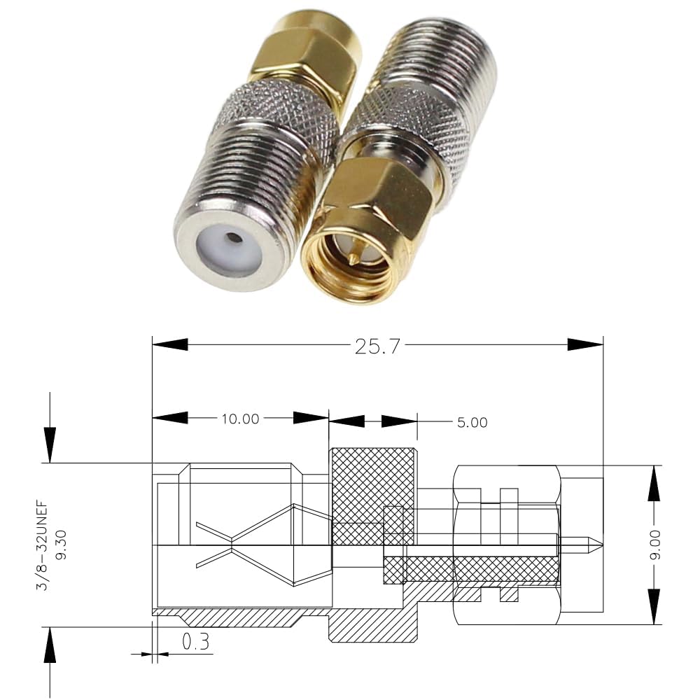 Exgoofitf Type To Sma Male Female Coax Connector Coaxial Adapter 2 Sets 6 Pcs