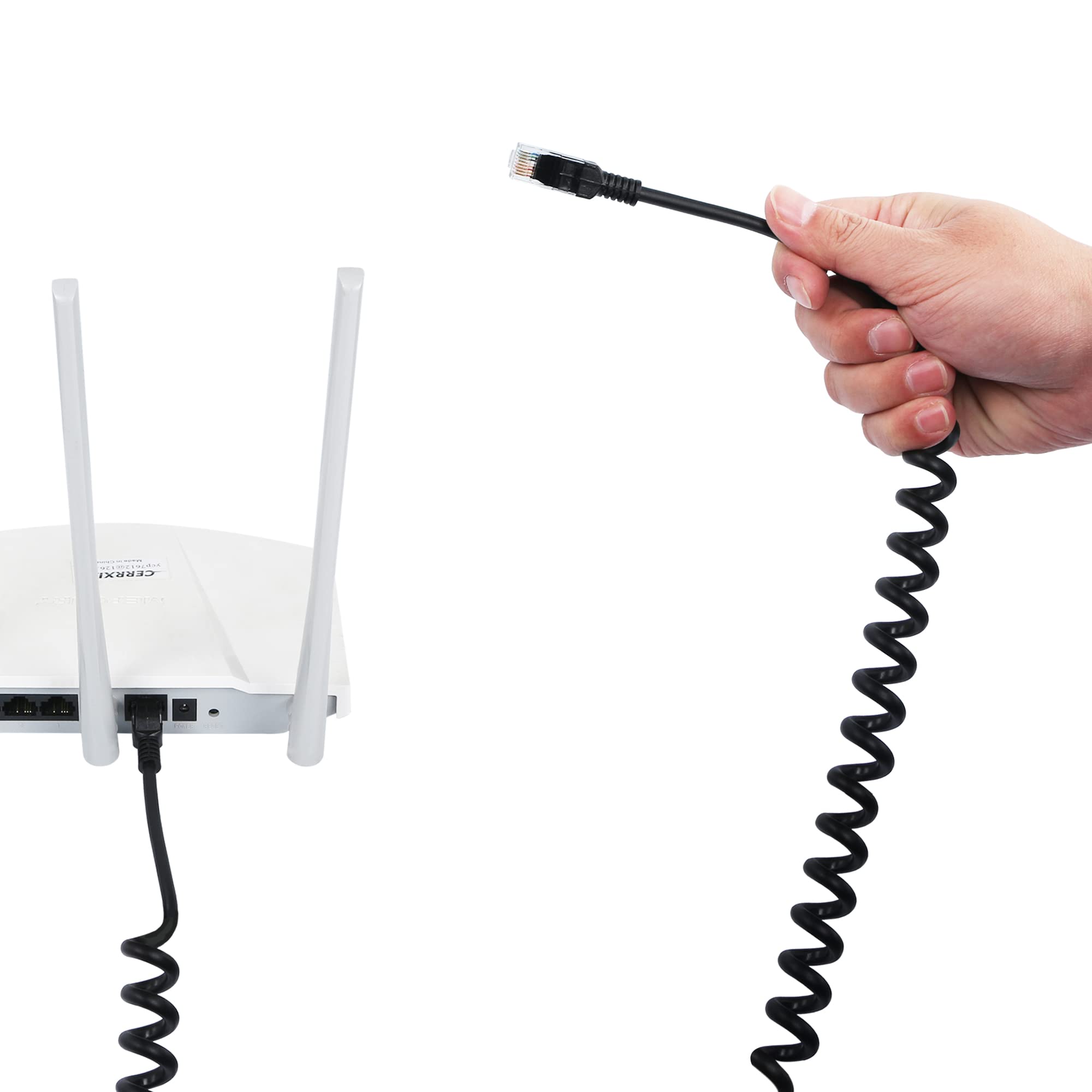 Riieyoca Cat5E Ethernet Coiled Cable Retractable Cable Rj45 Network Lan Coiled Spiral Cable For Laptops, Desktop, Routers, Set T