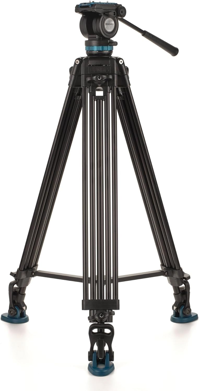 KH26PC Video Tripod with Head, 15lb Payload, Continuous Pan Drag, Anti-Rotation Camera Plate (KH26PC)